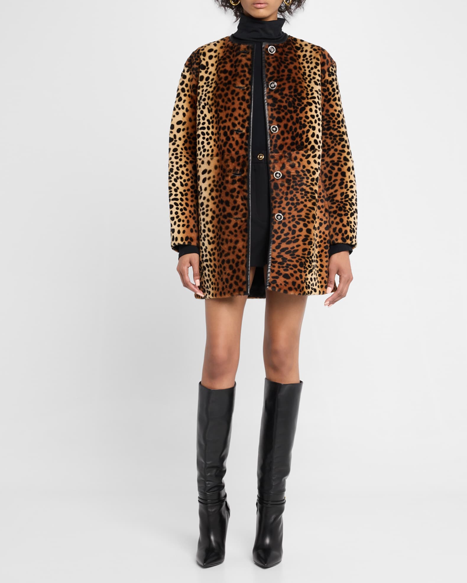 Leopard-Print Sheep Shearling Peacoat 1