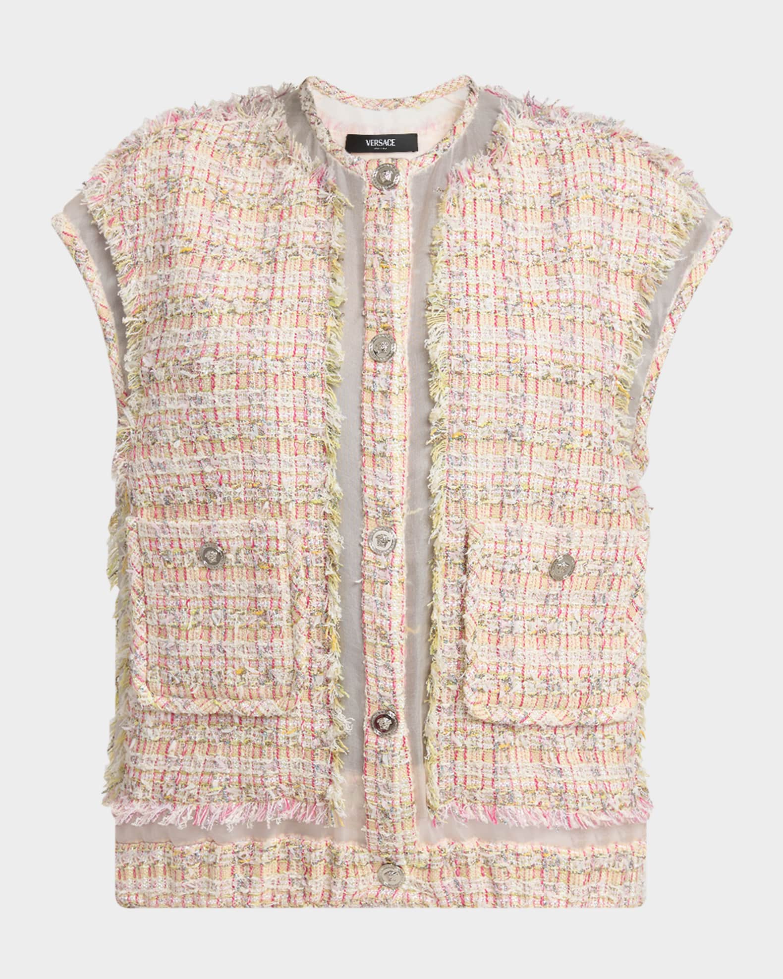 Sleeveless tweed jacket top