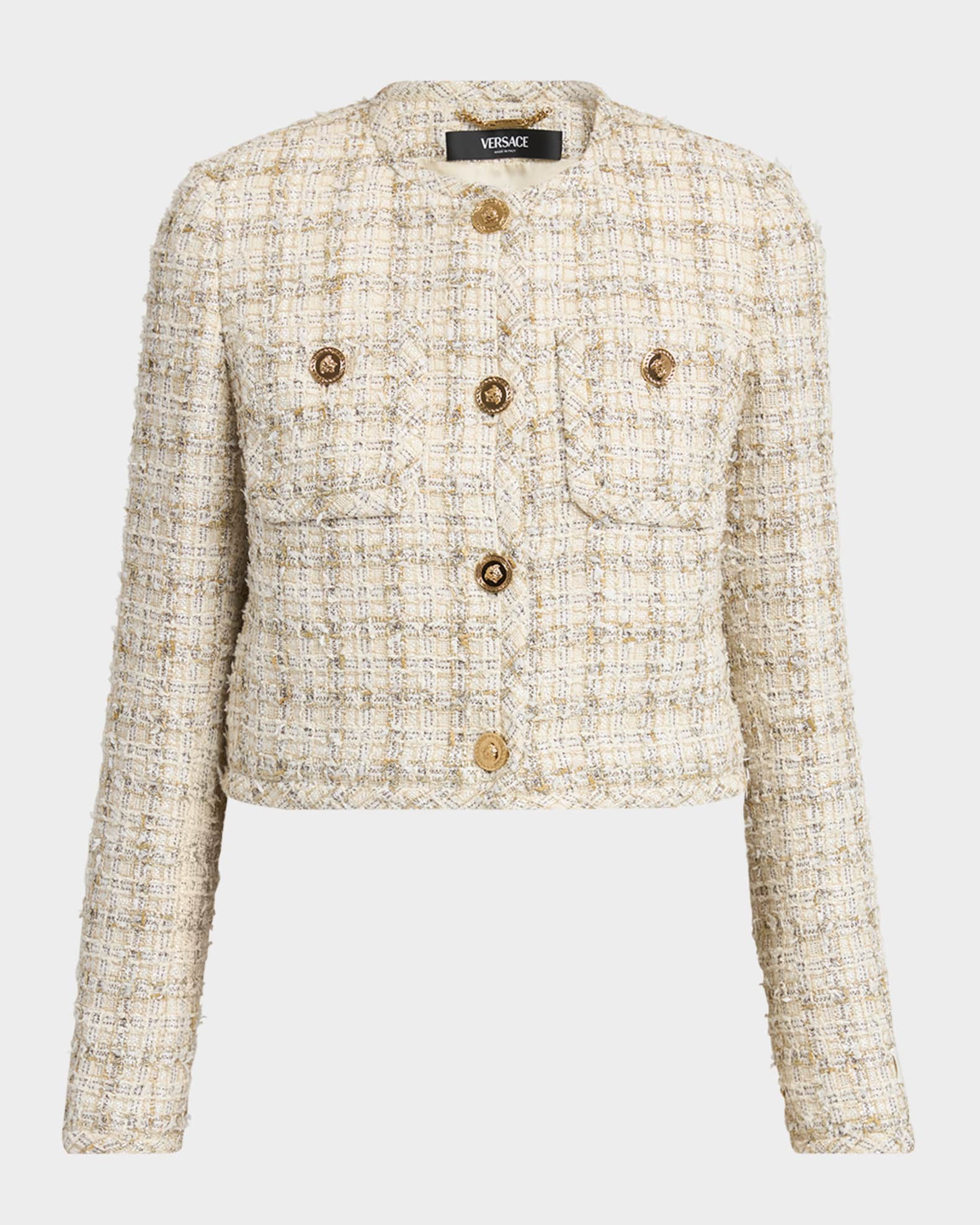 Versace Metallic Eyelash Tweed Jacket | Neiman Marcus Versace Metallic Eyelash Tweed Jacket | Neiman Marcus