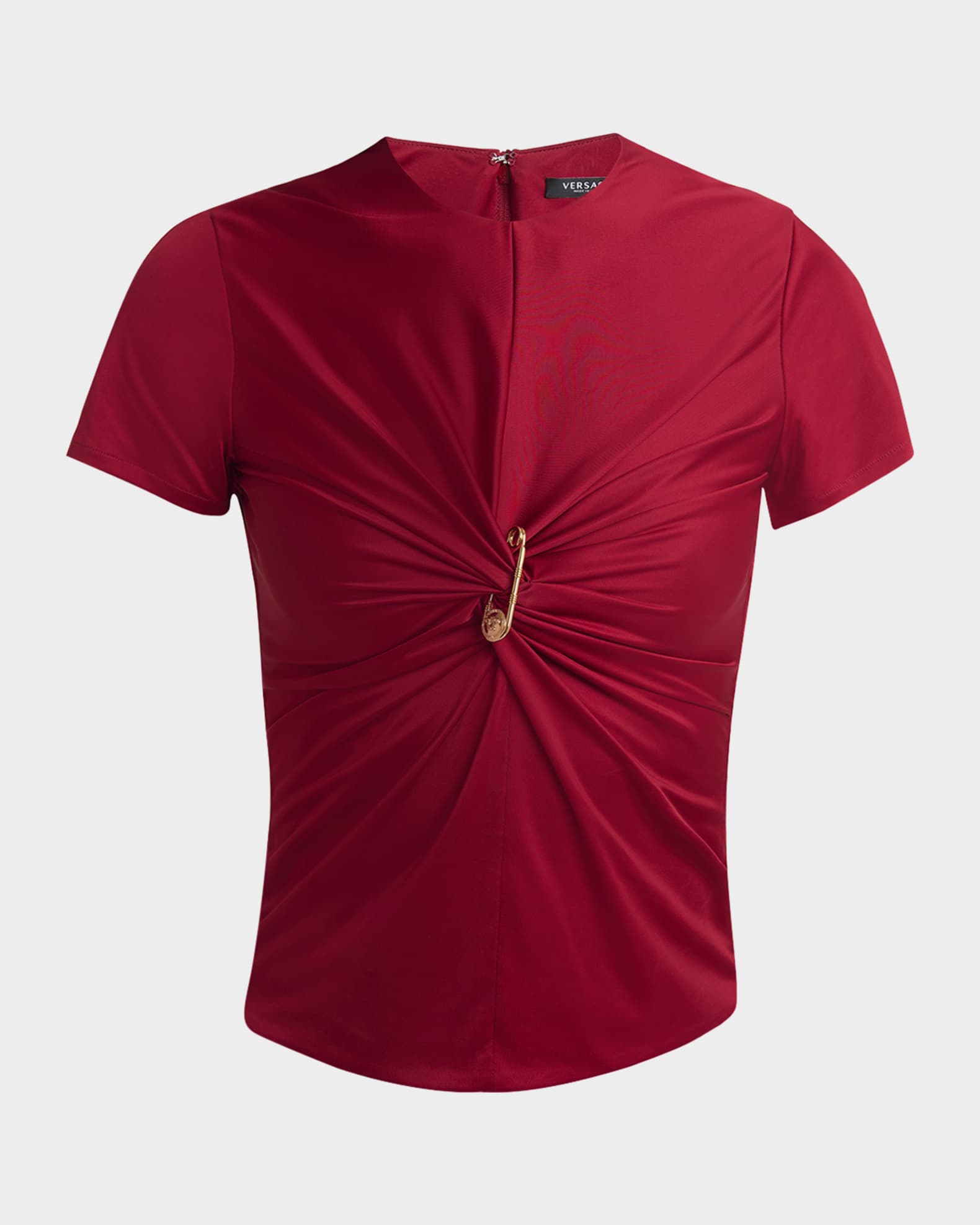 Twisted Safety-Pin Responsible Liquid Jersey Blouse 0