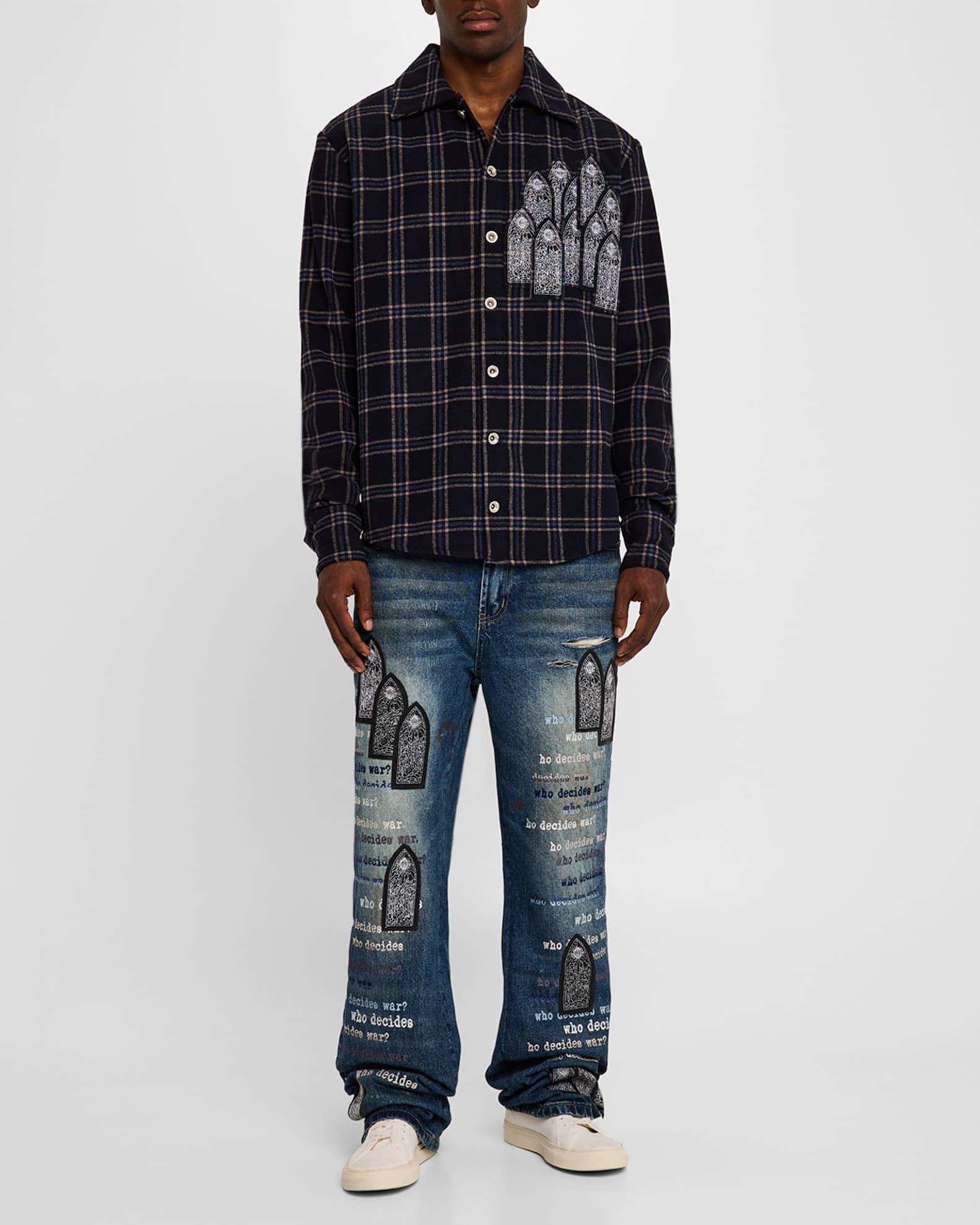 Men's Scripture Embroidered Jeans 1