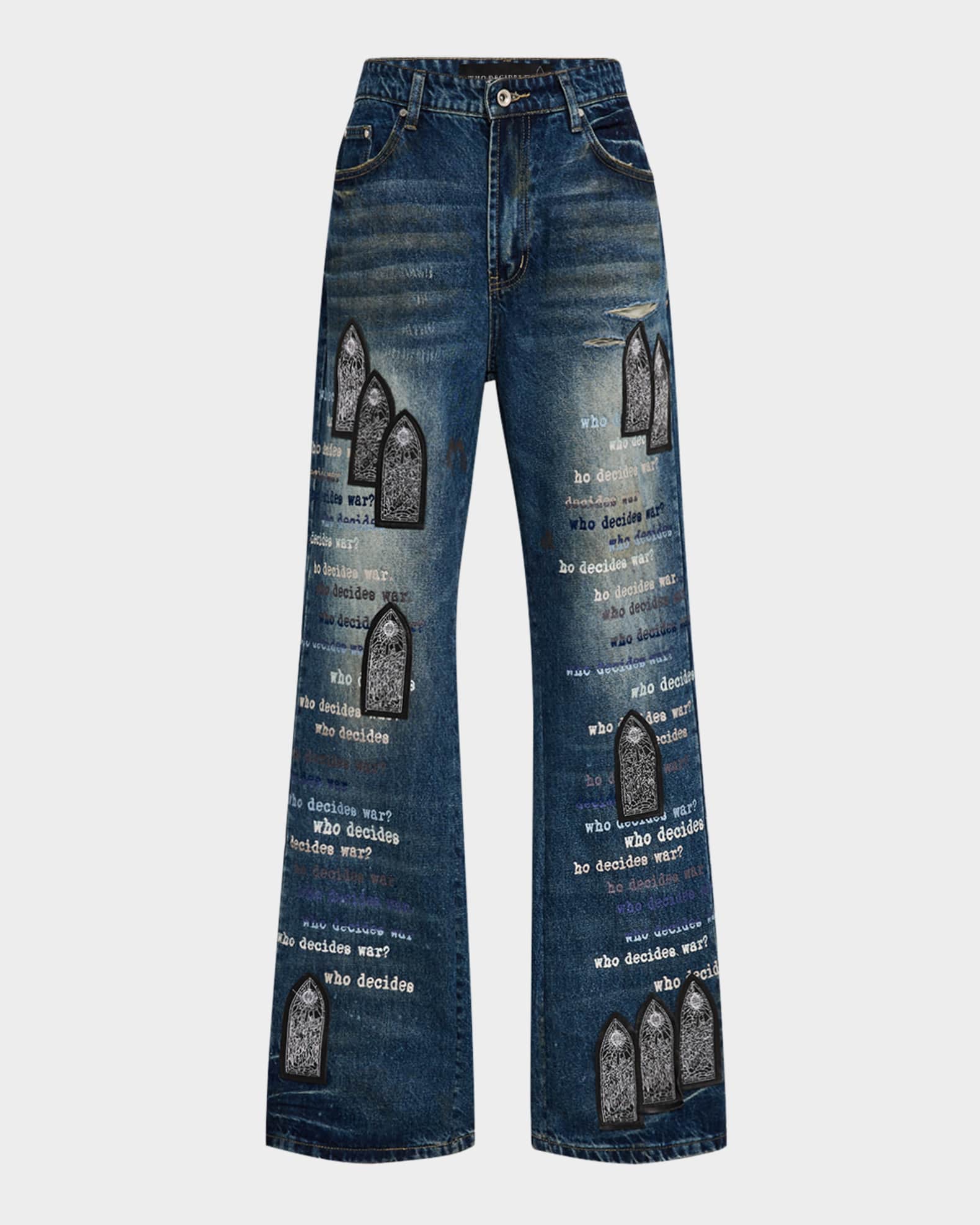 Men's Scripture Embroidered Jeans 0