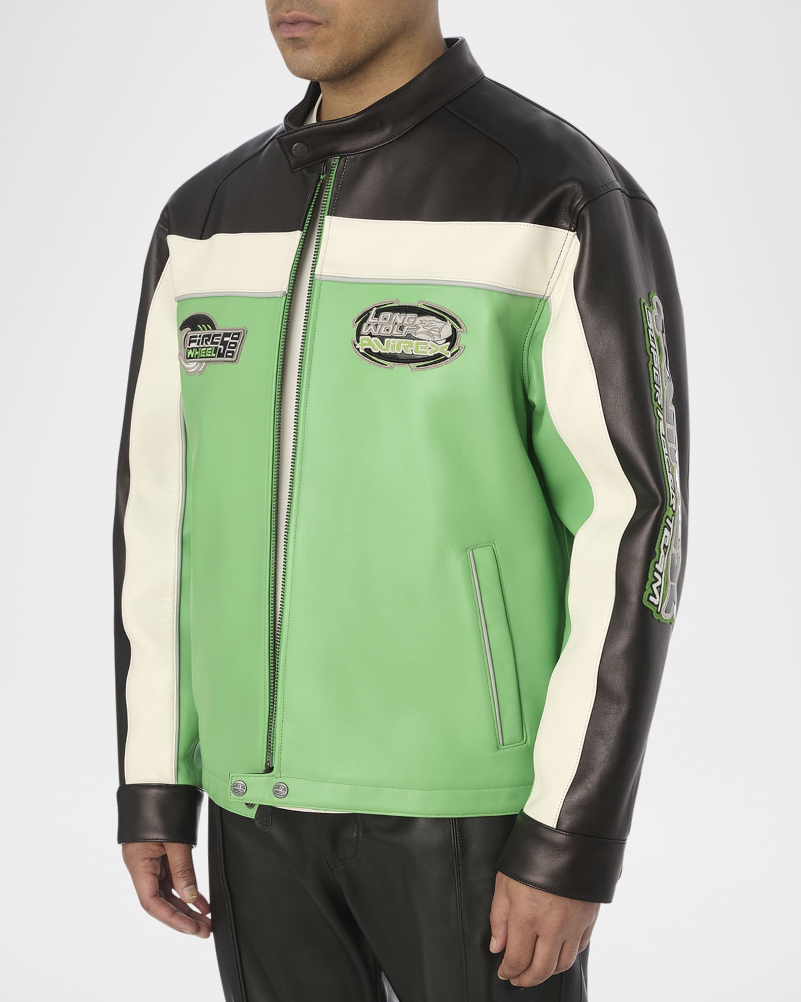 AVIREX Men's Lone Wolf Leather Racer Jacket | Neiman Marcus AVIREX Men's Lone Wolf Leather Racer Jacket | Neiman Marcus