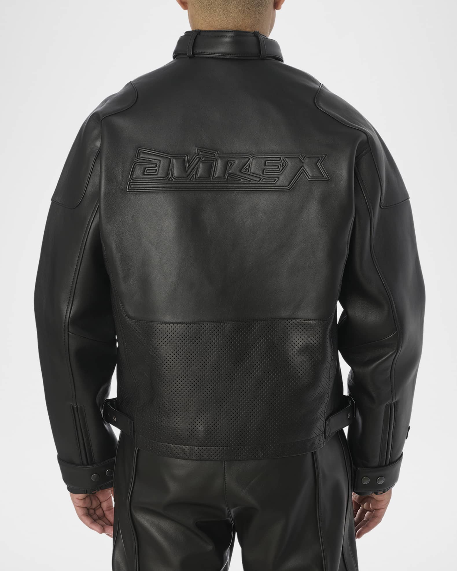 AVIREX Men's Black-Out Leather Racing Jacket | Neiman Marcus