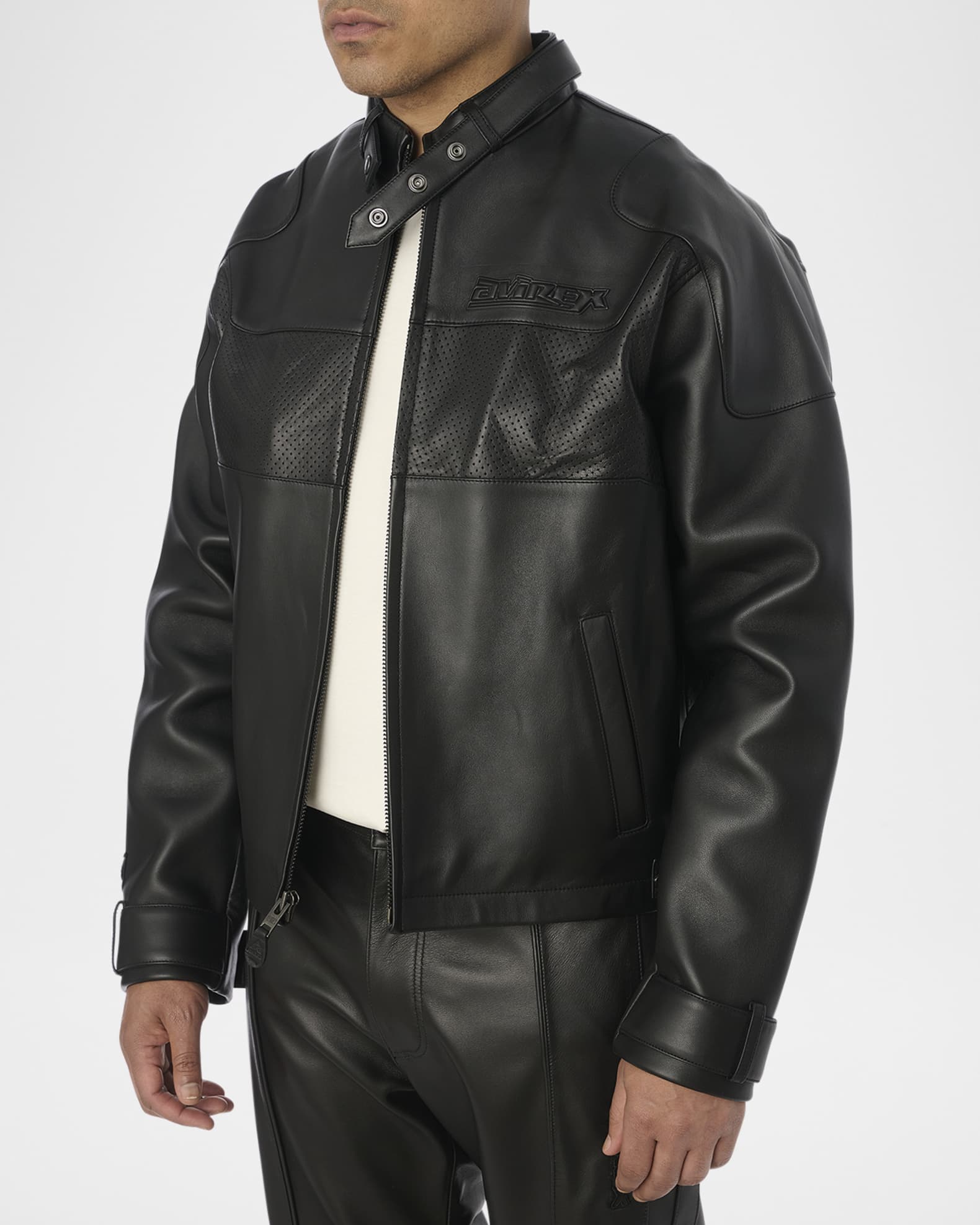 Mint Black Avirex Track Field Leather jacket Classic Nyc USA