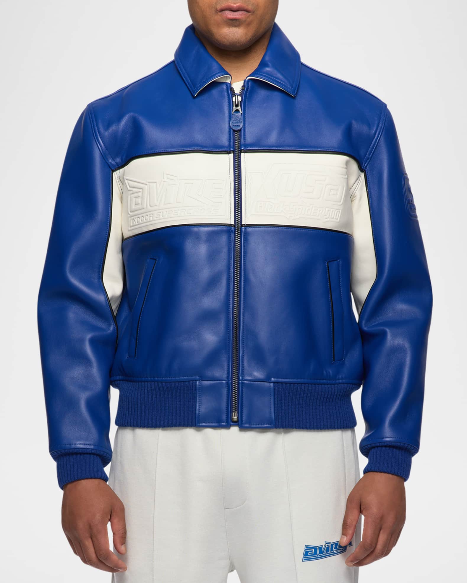 AVIREX Men's Super Spider Leather Racer Jacket | Neiman Marcus