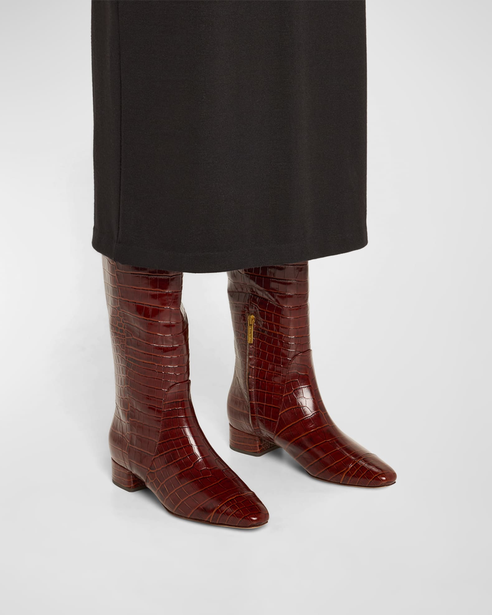 Veronica Beard Cecile Croco Square Toe Knee Boots Neiman Marcus