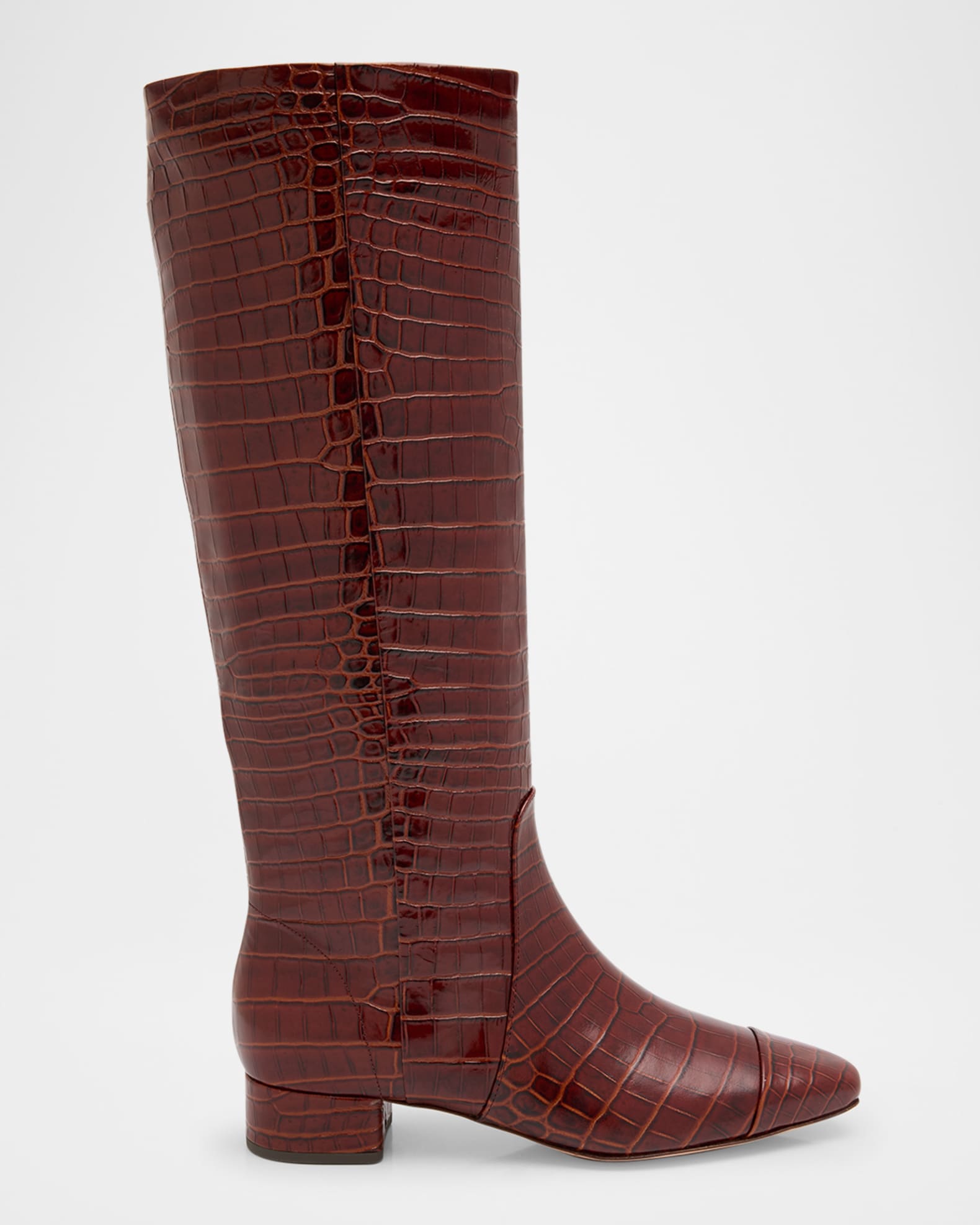 Cecile Croco Square Toe Knee Boots