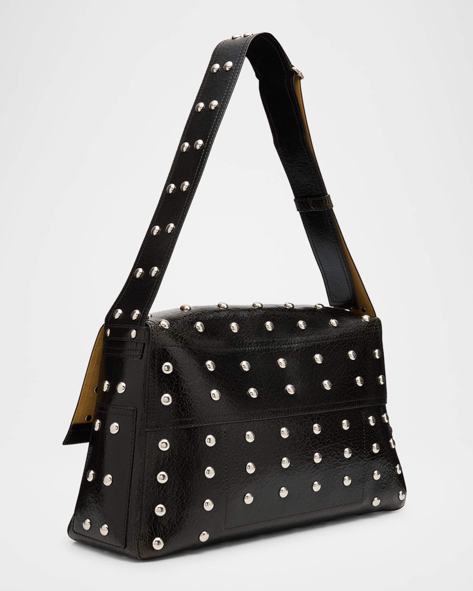 Alexander McQueen Men s Studded Leather Slouchy Shoulder Bag Neiman Marcus