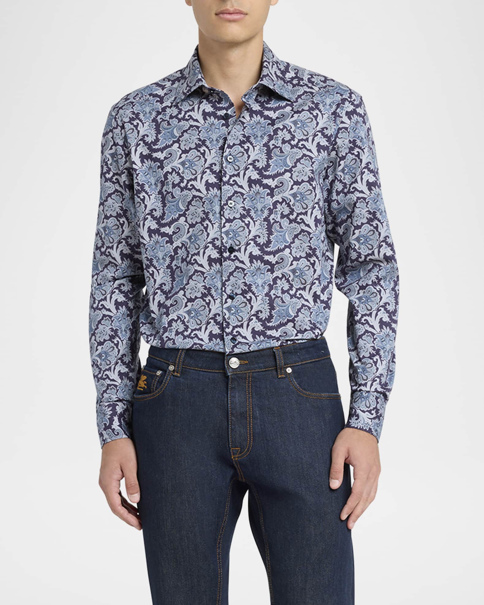 Men's Floral Patterned Sport Shirt - Thumbnail 2