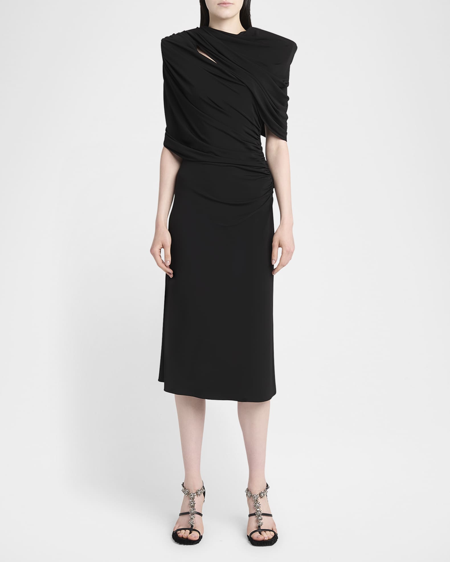 Draped Cape Midi Dress 1