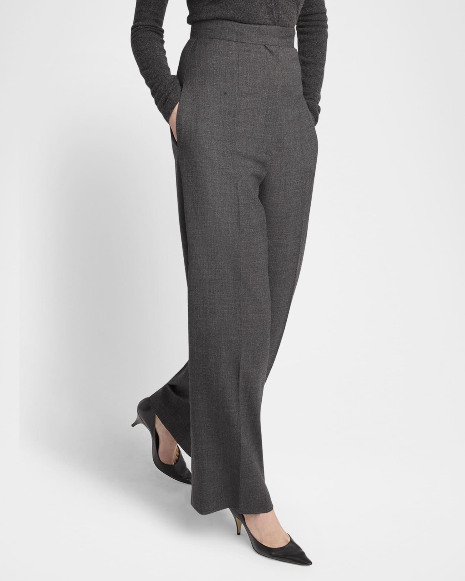 THE ROW Gordon Wide Leg Wool Pants | Neiman Marcus