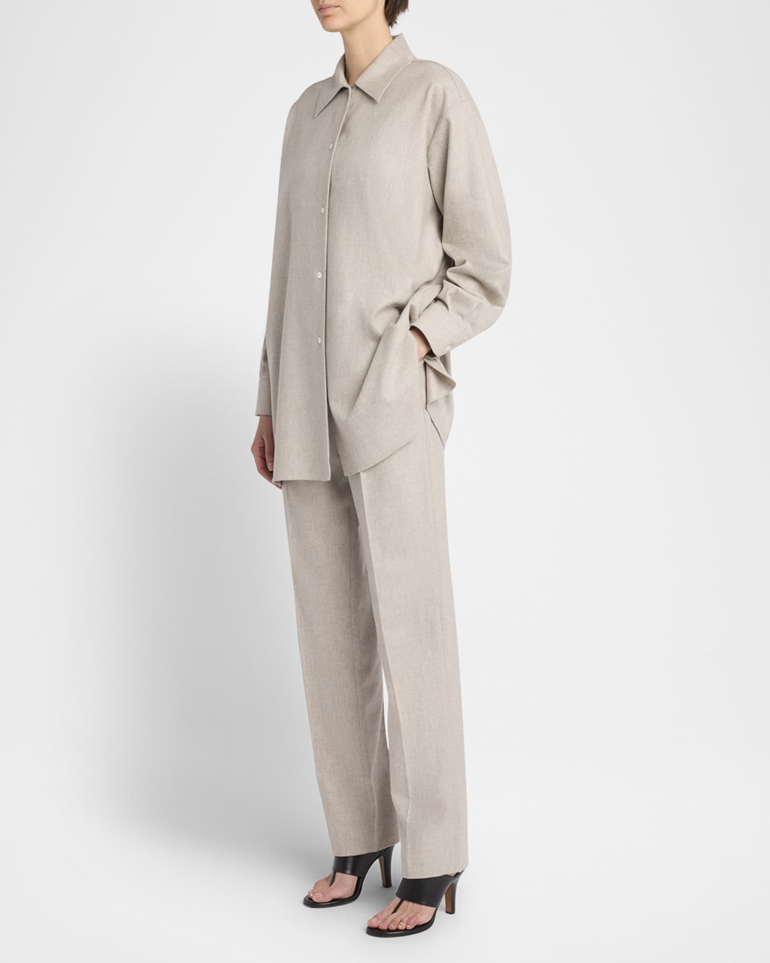 Komako Button Down Wool Cashmere Blouse 1