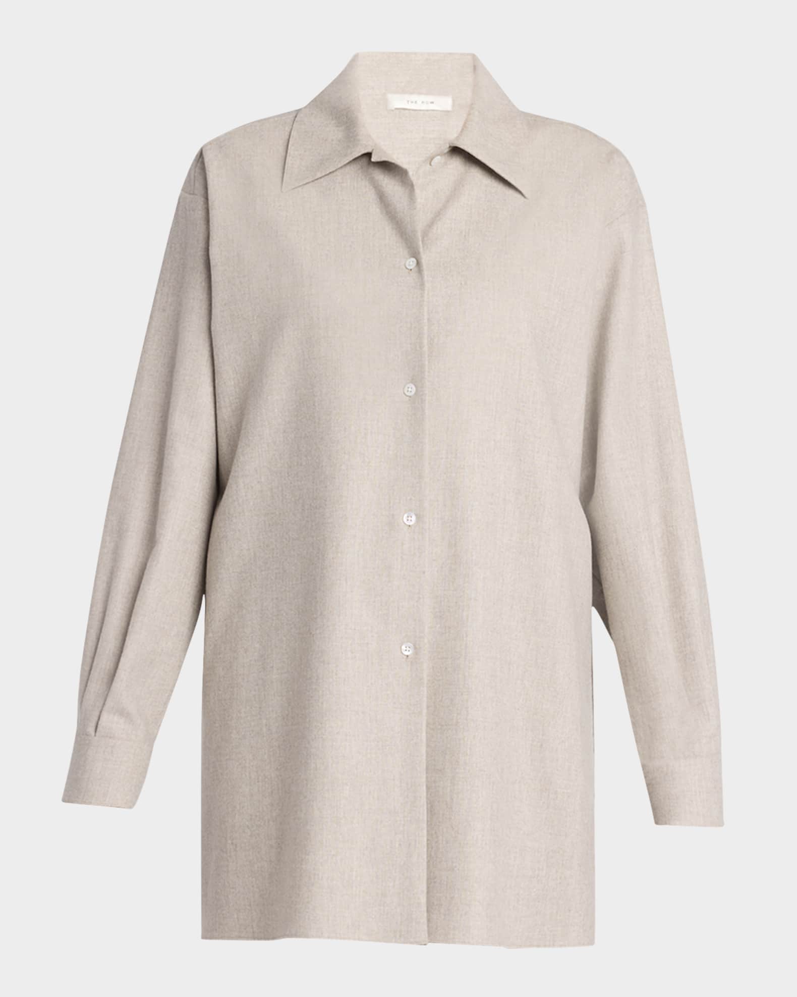 Komako Button Down Wool Cashmere Blouse 0