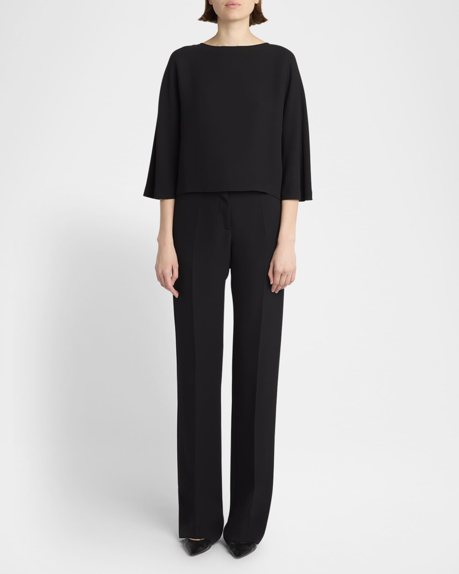 THE ROW Faurelle Three-Quarter Sleeve Silk Top | Neiman Marcus