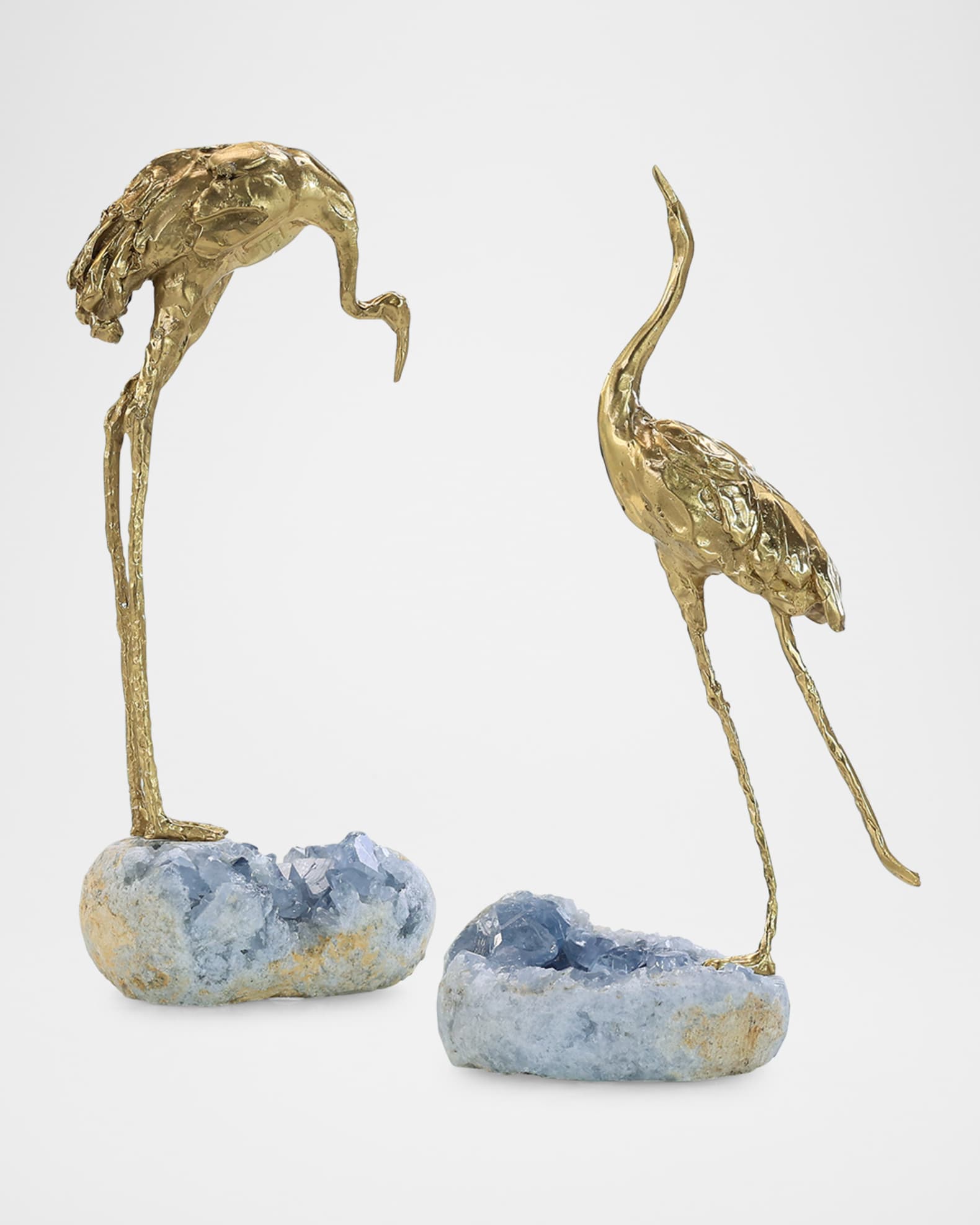 Brass Crane Sculpture on Kyanite I 1
