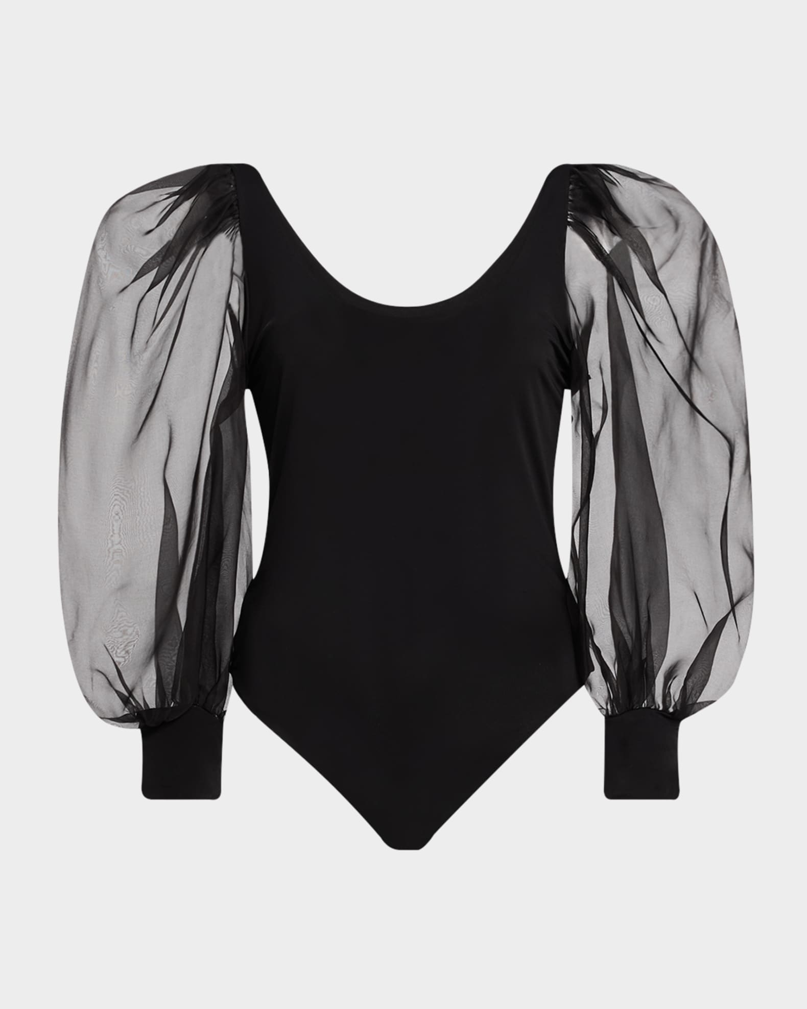 Jillianne Mesh Puff-Sleeve Bodysuit 0