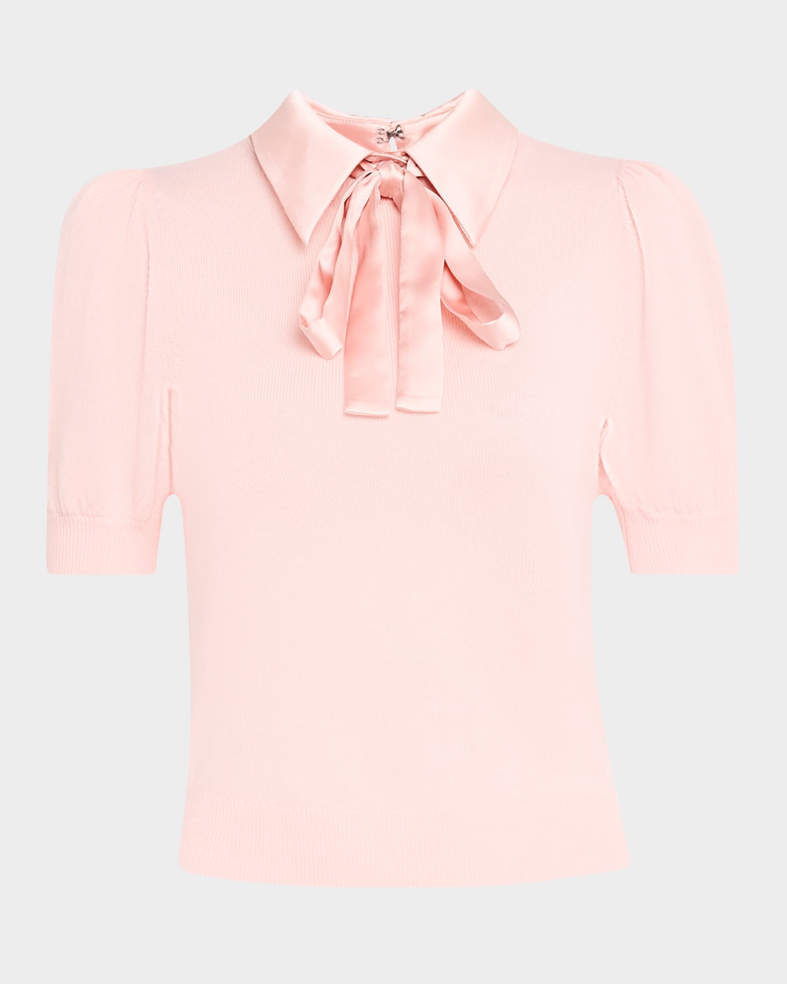 Chase Puff-Sleeve Sweater with Detachable Woven Collar 0