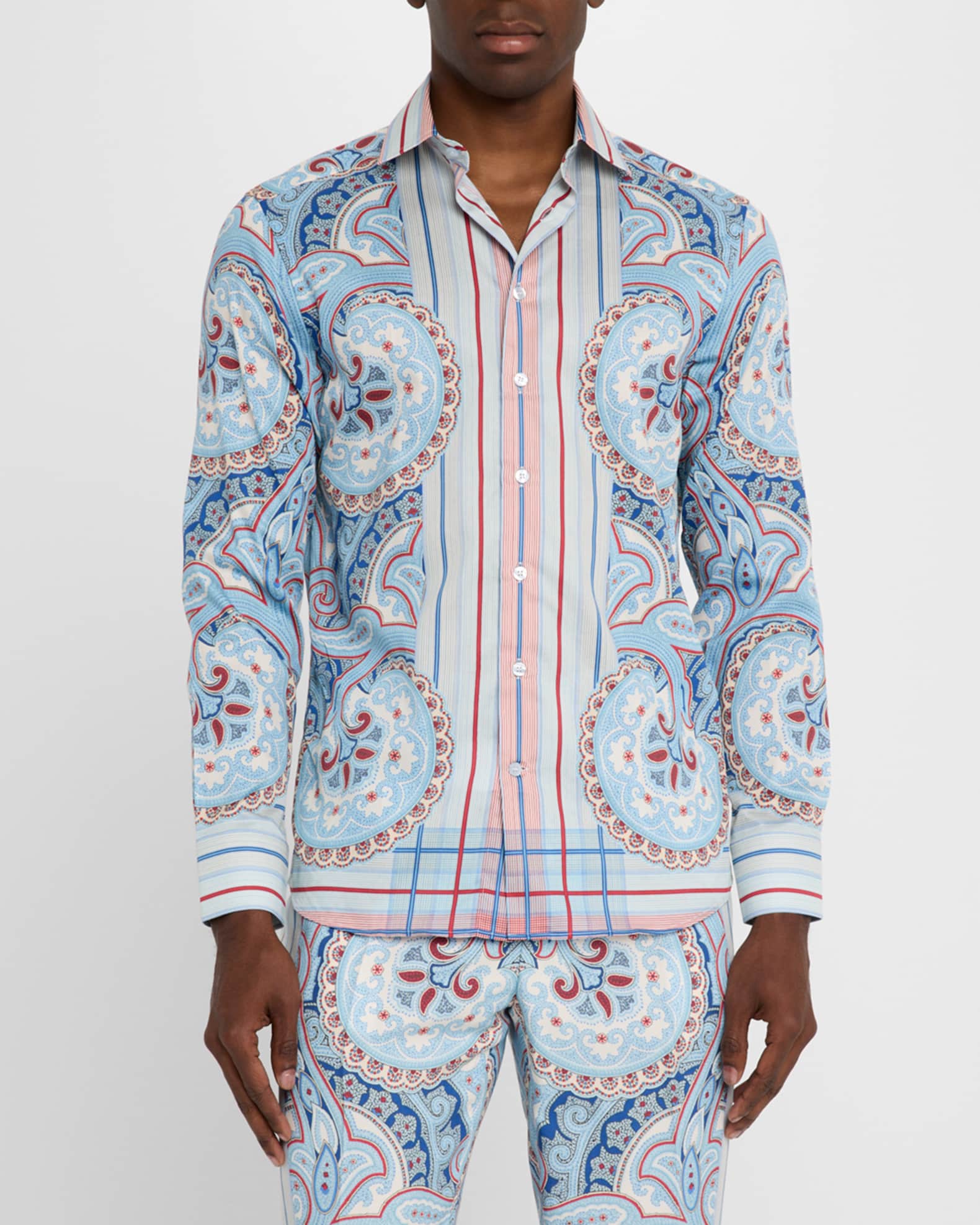 他の人はこちらも検索 Etro Men's Marcus Neiman | Shirt Sport Stripes Paisley トップス
