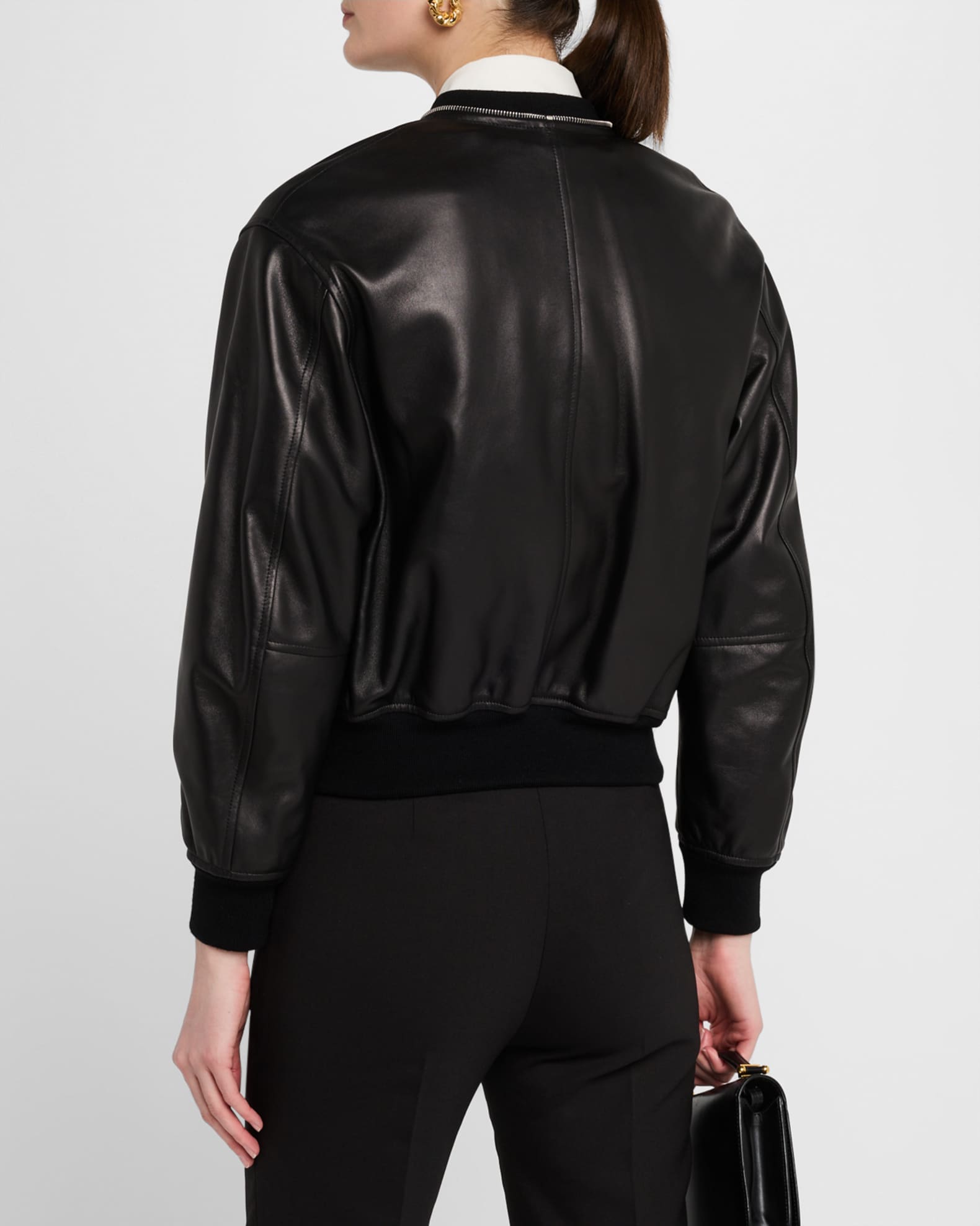 Jil Sander Leather Zipper Bomber Jacket | Neiman Marcus Jil Sander Leather Zipper Bomber Jacket | Neiman Marcus