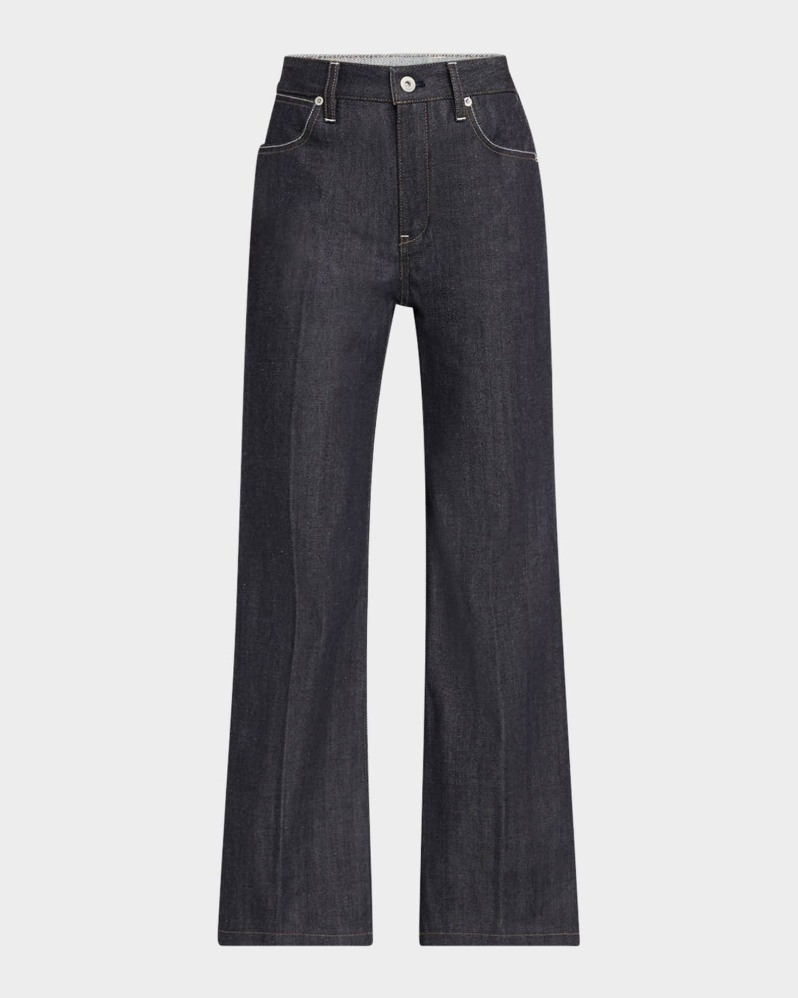Mid-Rise Kickflare Ankle Denim Trousers 0