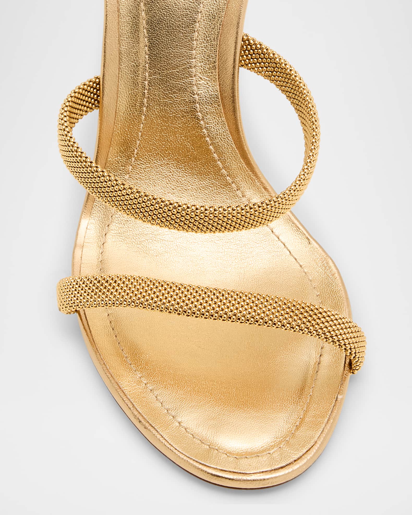 Rene Caovilla Cleo Metallic Snake-Wrap Sandals | Neiman Marcus