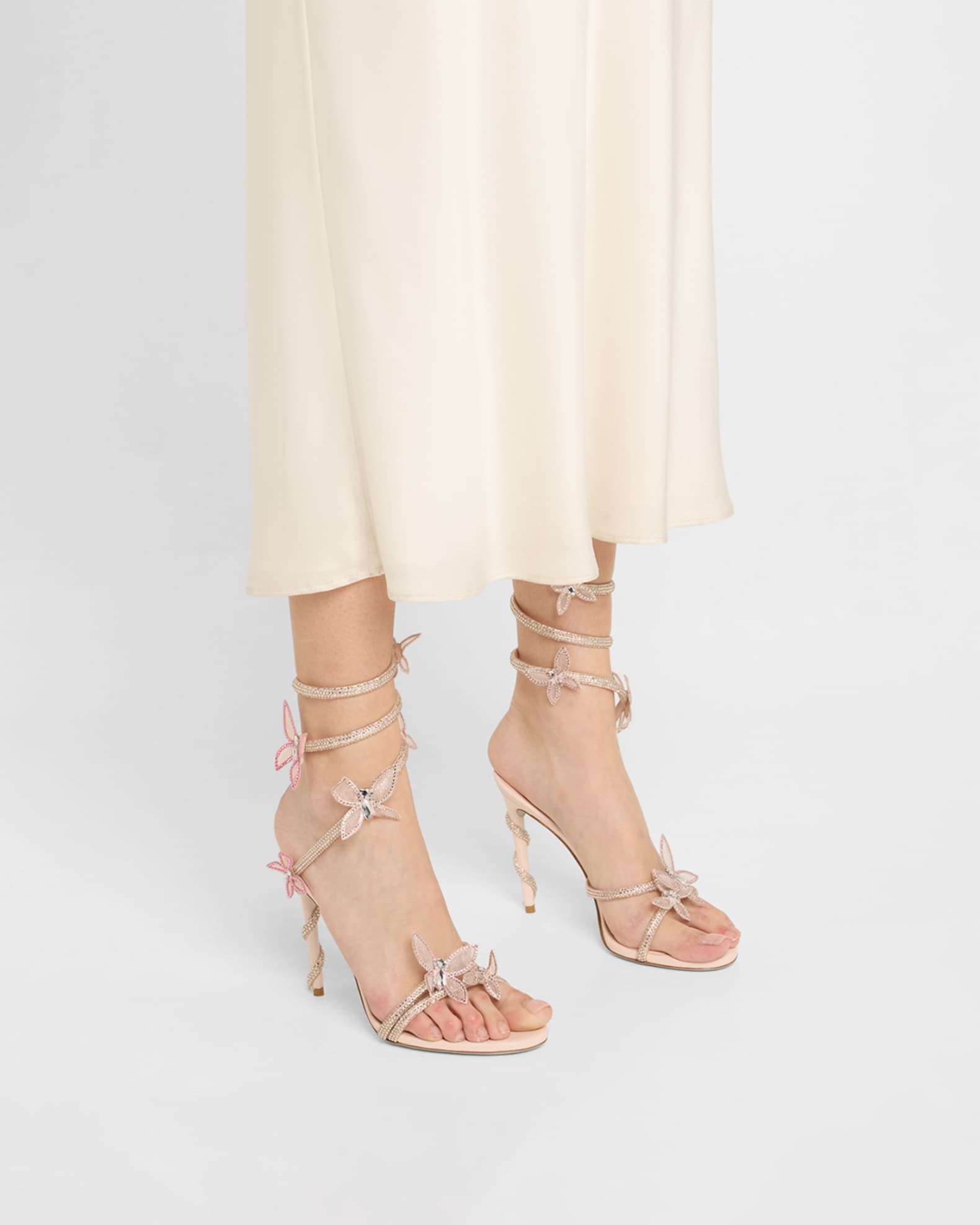 Margot Crystal Butterflies Ankle-Wrap Sandals 1