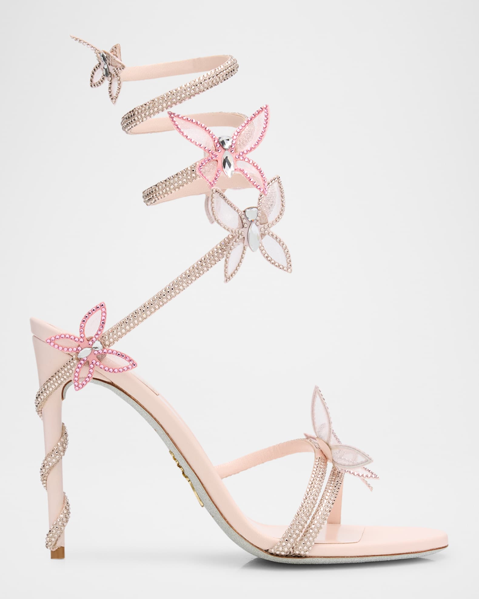 Margot Crystal Butterflies Ankle-Wrap Sandals 0