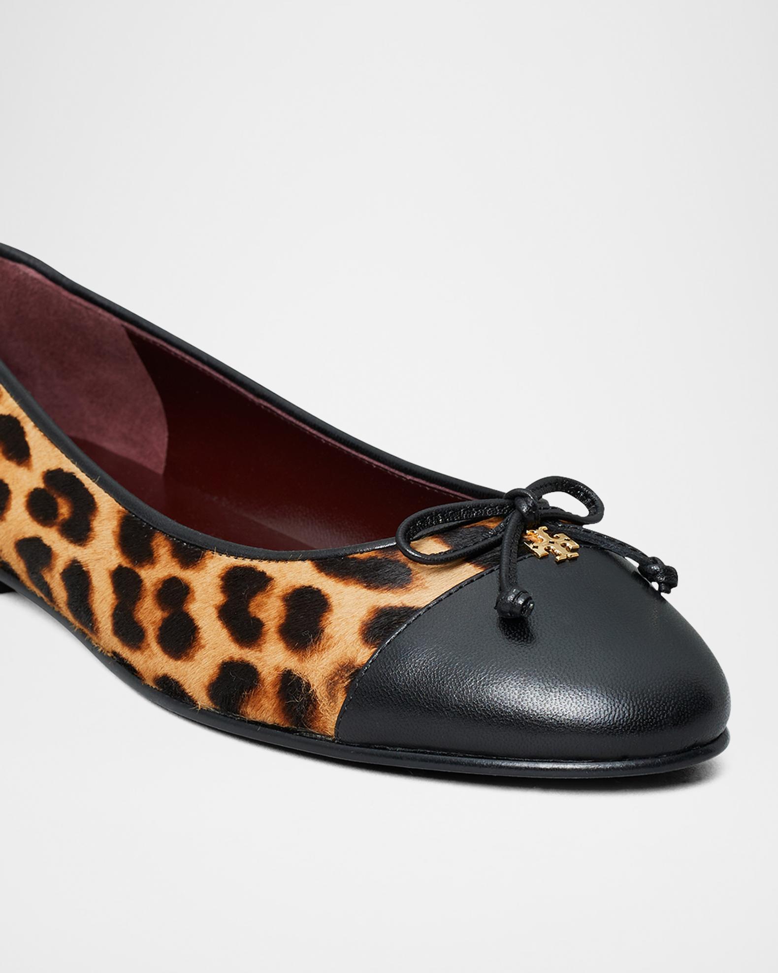 Tory Burch Brown Gold Red Leopard TORY BURCH LAILA 50 LEOPARD PRINT PONY HAIR BOW GOLD REVA  main image 2