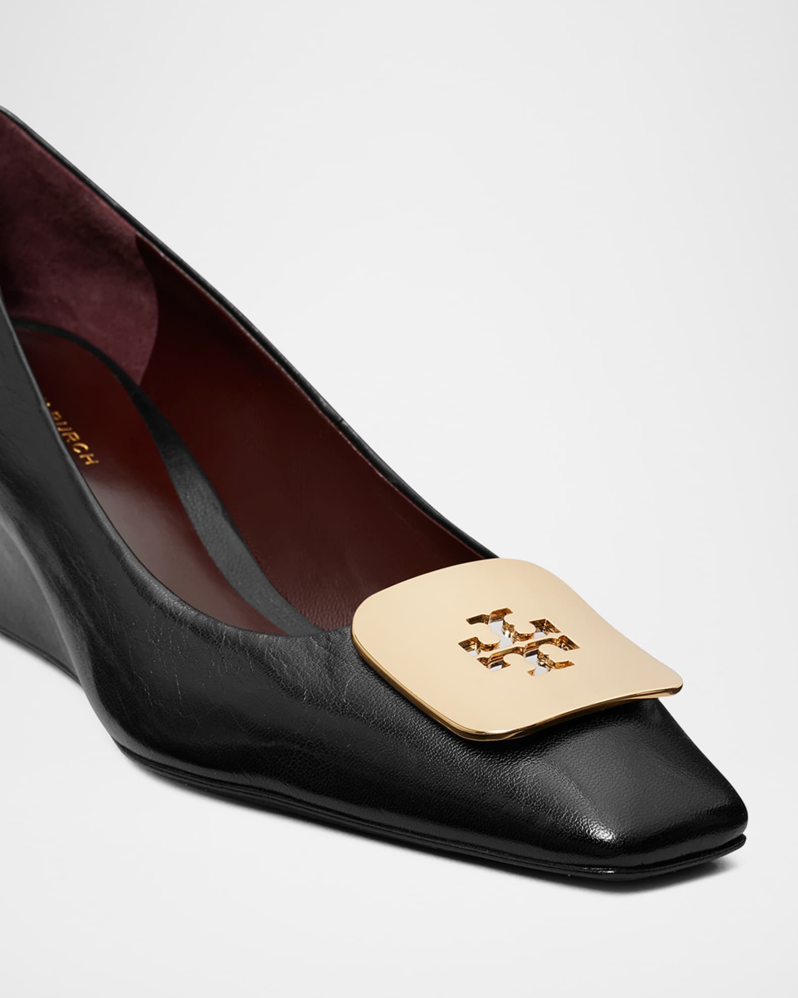Georgia Leather Buckle Wedge Pumps