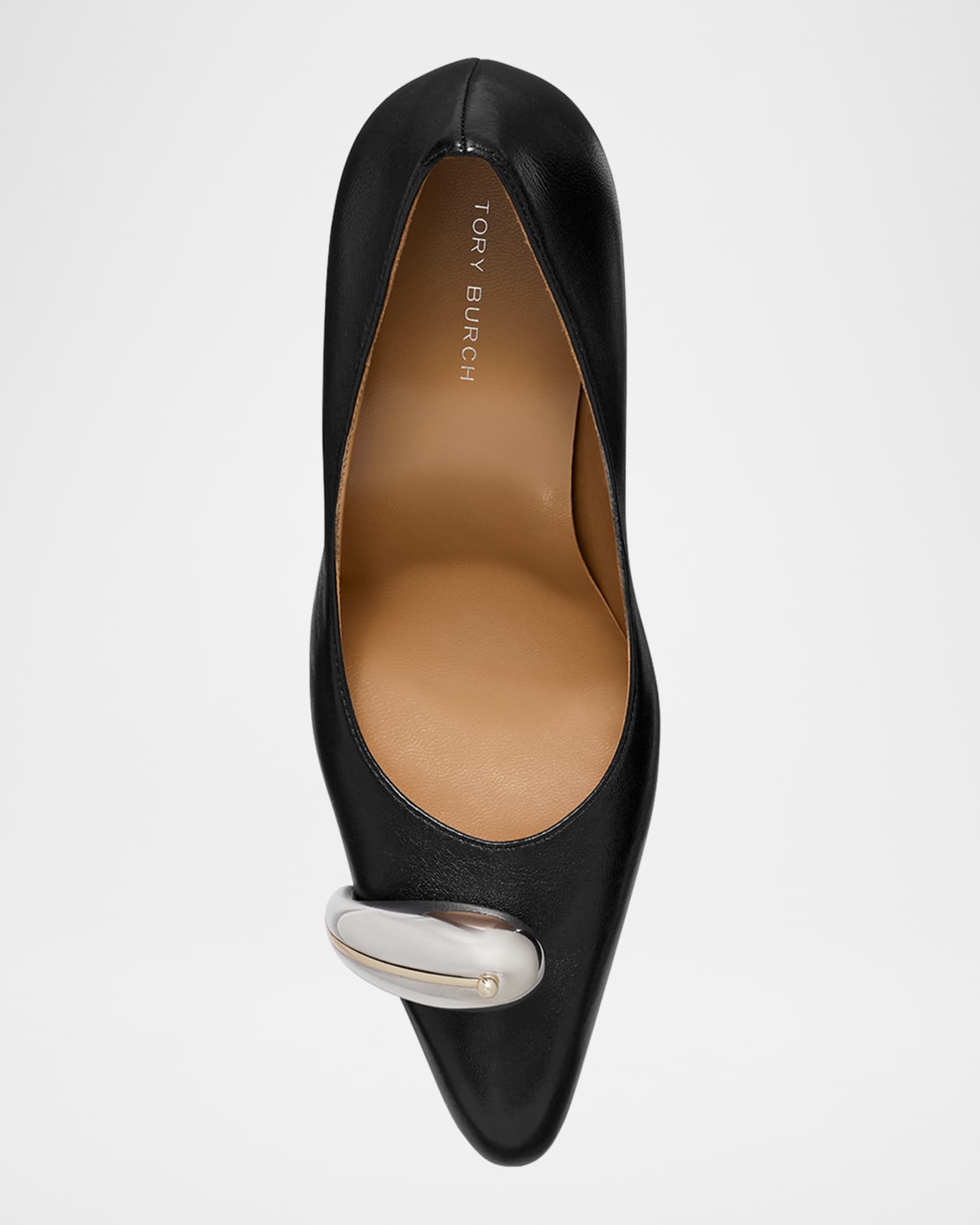 Tory Burch ブラックハイヒール Tory Burch Pierced Leather 90 mm Pumps | Neiman Marcus