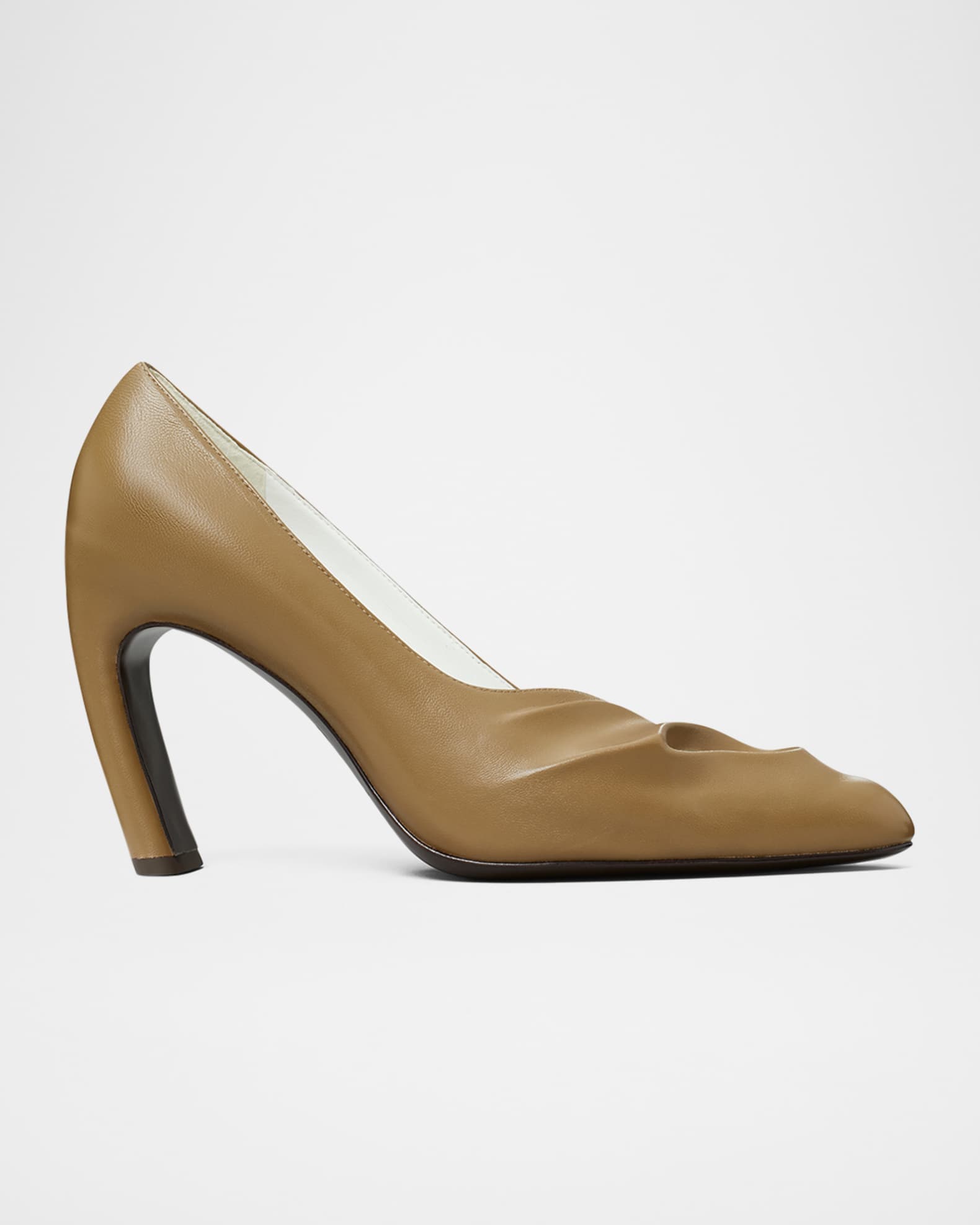 Sculpted Peep-Toe Leather Pumps 0