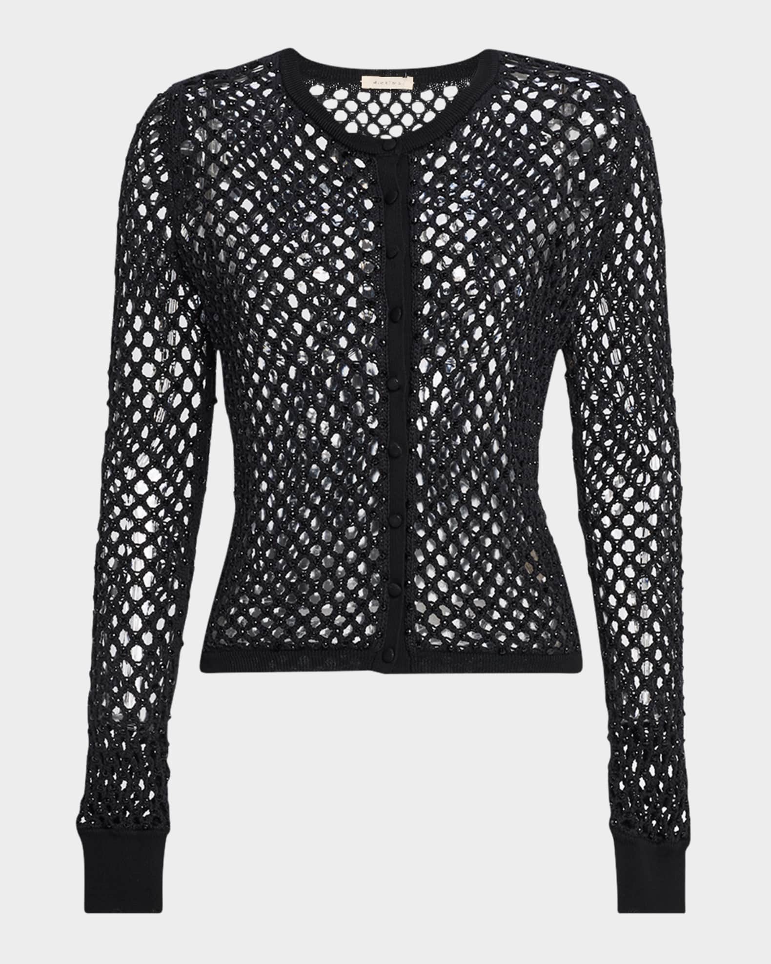 Zora Crystal Crochet-Knit Cardigan 0