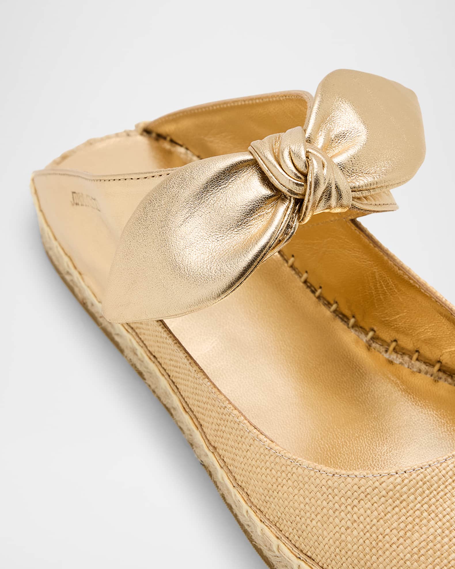 Jimmy Choo Reka Raffia and Leather Flats Neiman Marcus