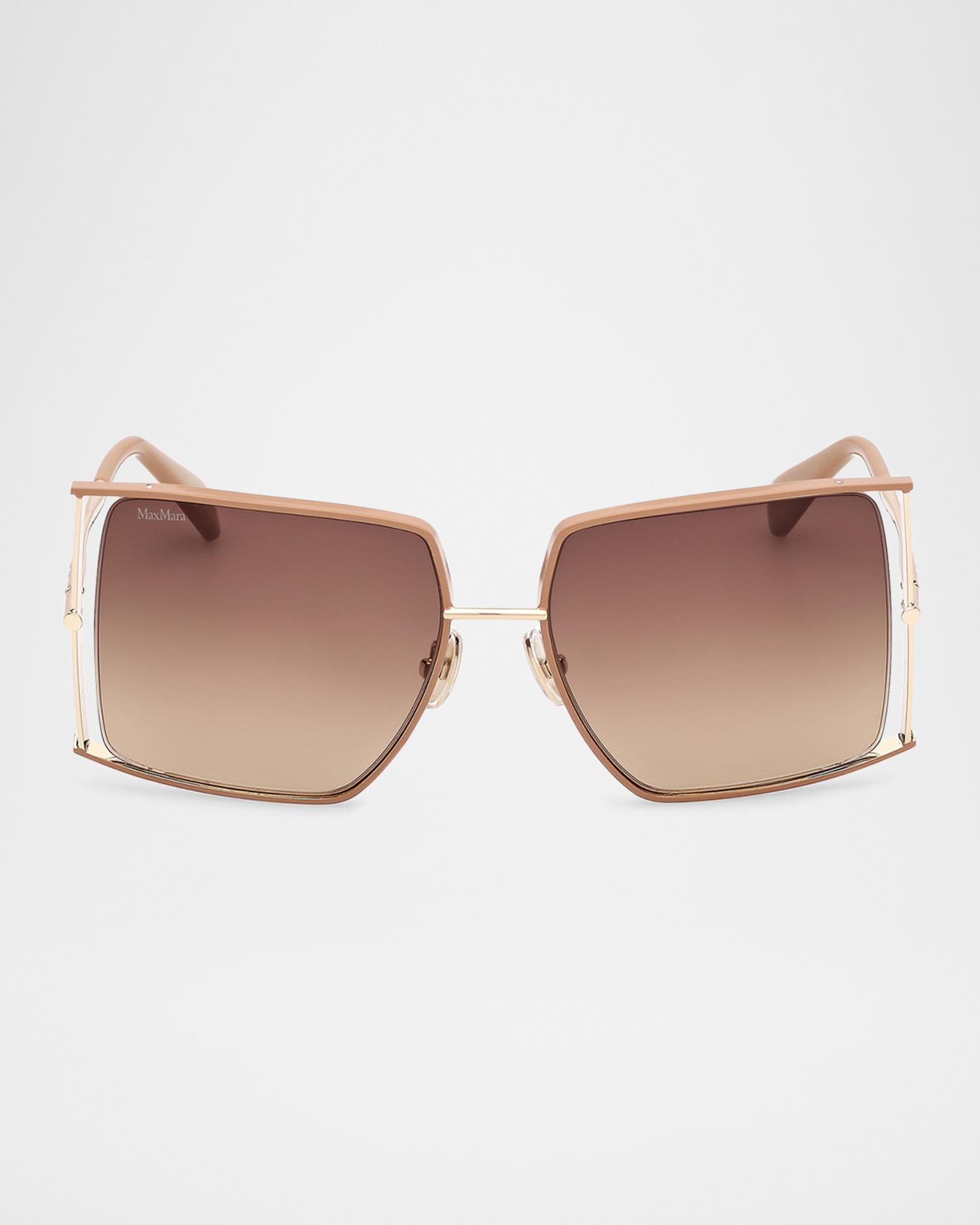 Max Mara Rectangle Logo Engraved Metal Sunglasses | Neiman  display picture 3