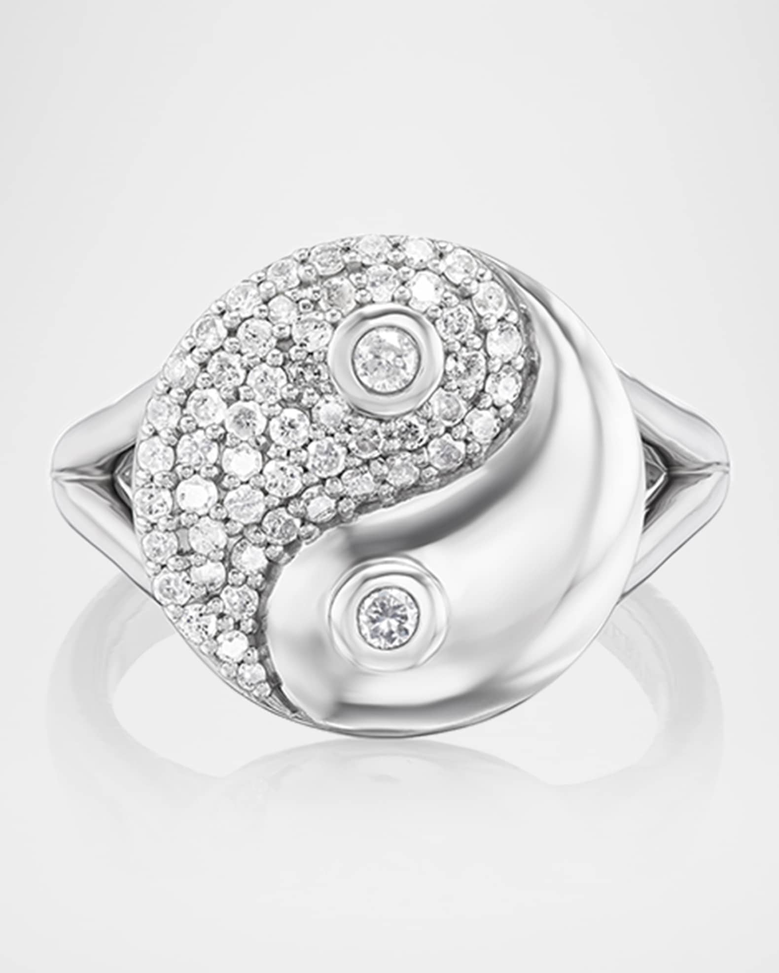 Sheryl Lowe Sterling Silver YinYang Diamond Statement Ring Neiman Marcus