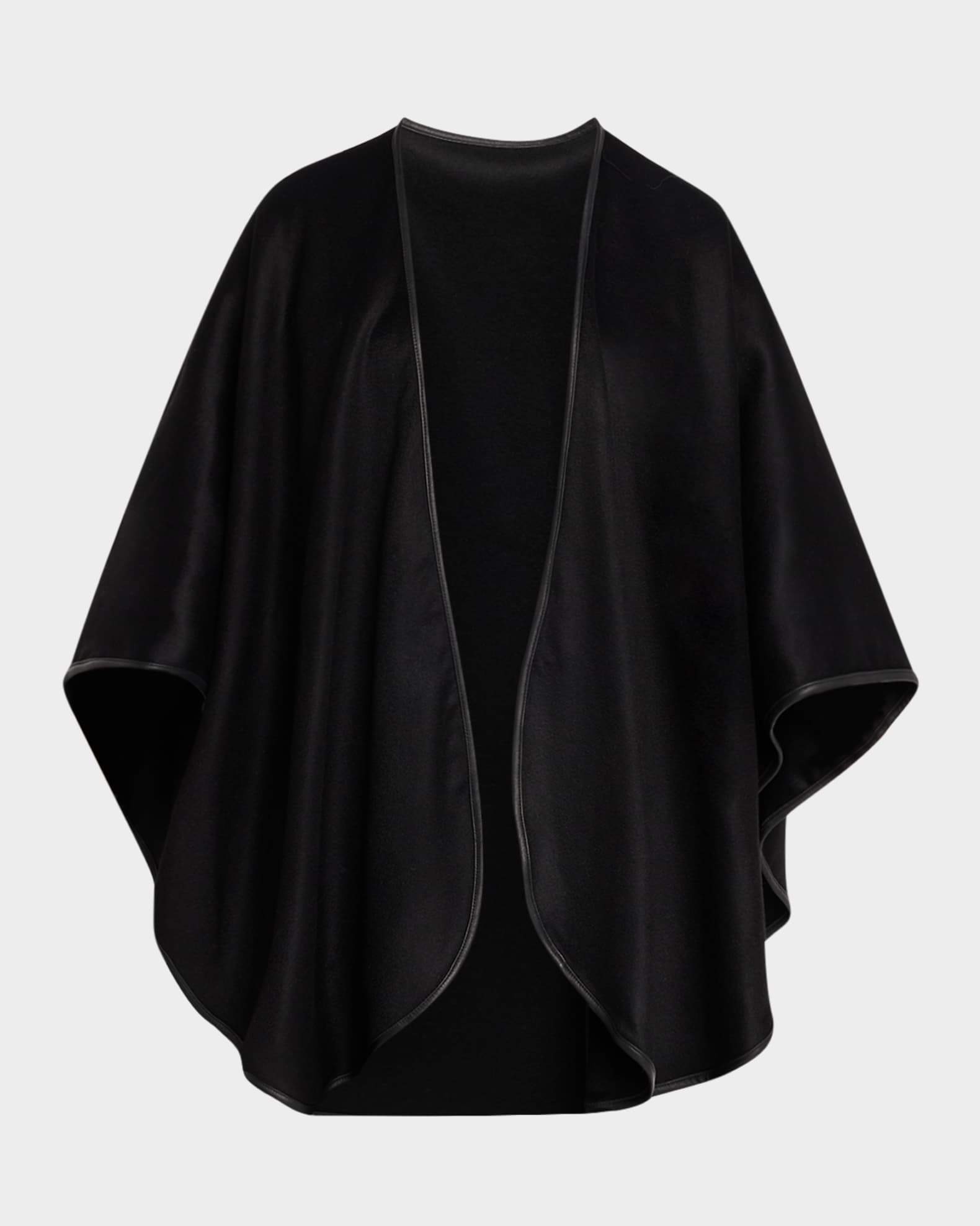 Reversible Cashmere Cape W/ Leather Trim 0