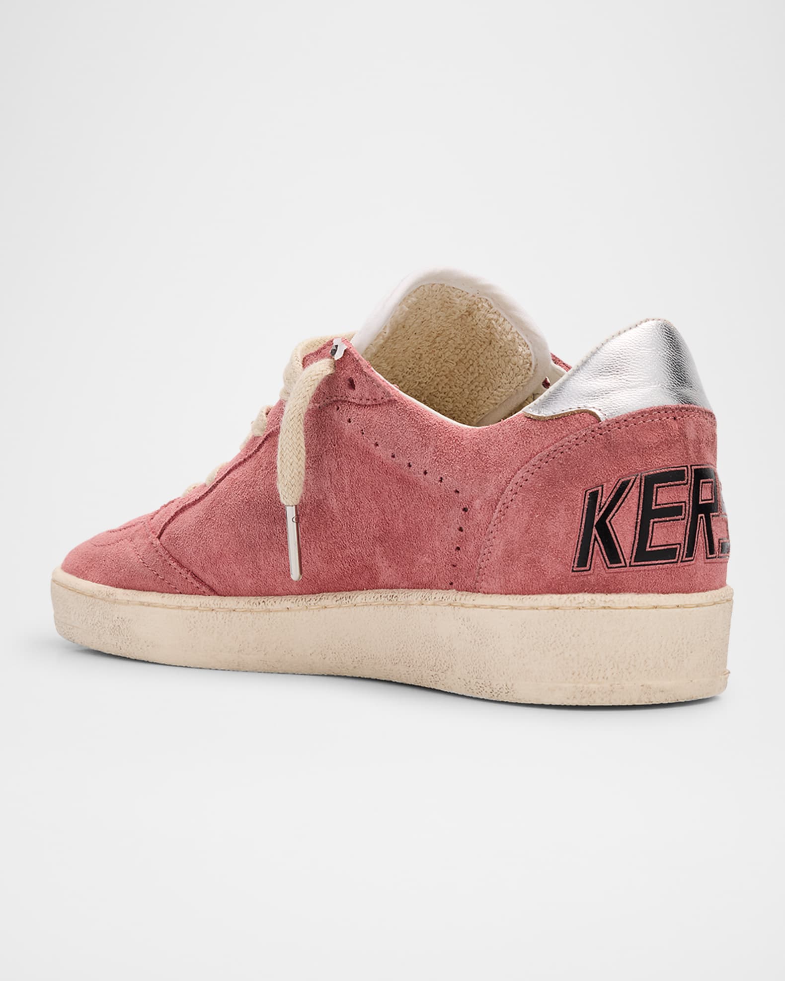Golden Goose Ballstar Suede Metallic Low-Top Sneakers