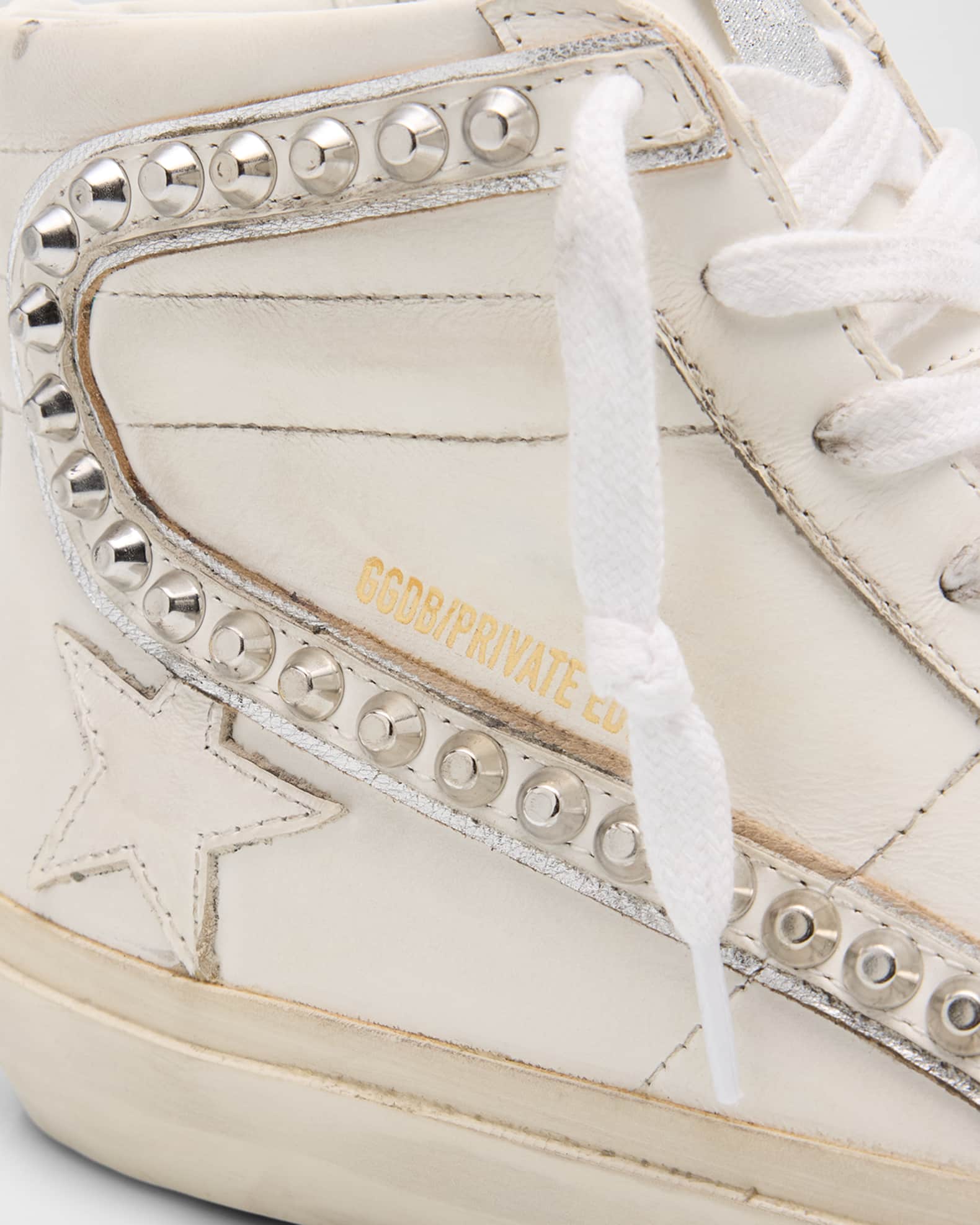 小物 GOLDEN GOOSE / WASHED LEATHER STUDS 80 Golden Goose Slide Leather Upper with Studs Mens Distressed