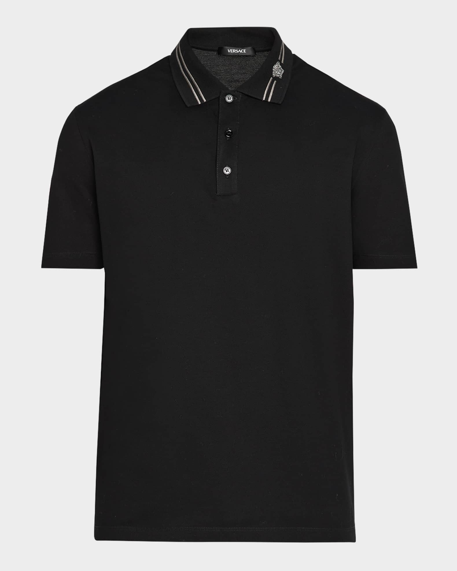 Men's Medusa-Collar Pique Polo Shirt 0