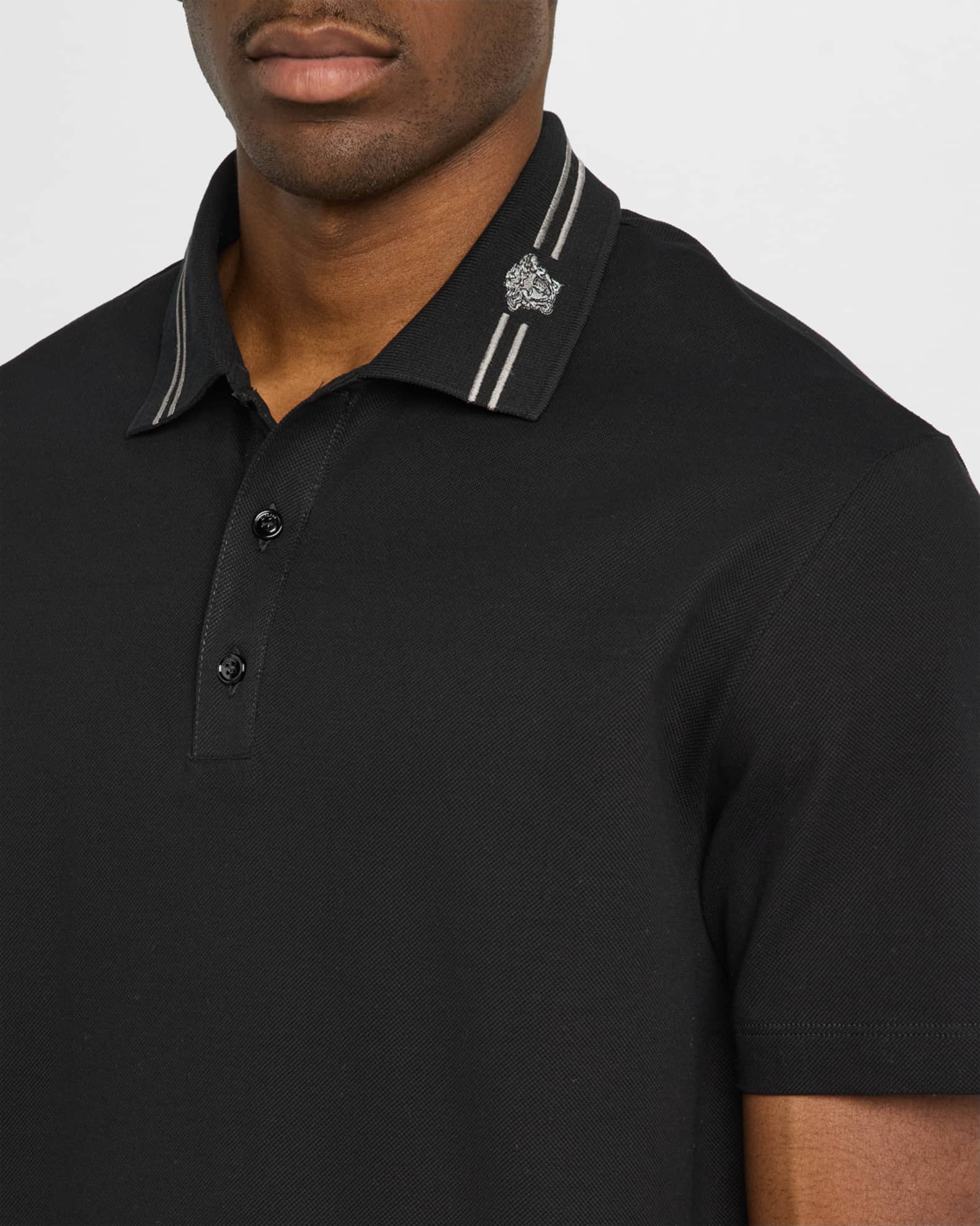 Versace Red Pique Polo Shirt With Gold Medusa Logo main image 1