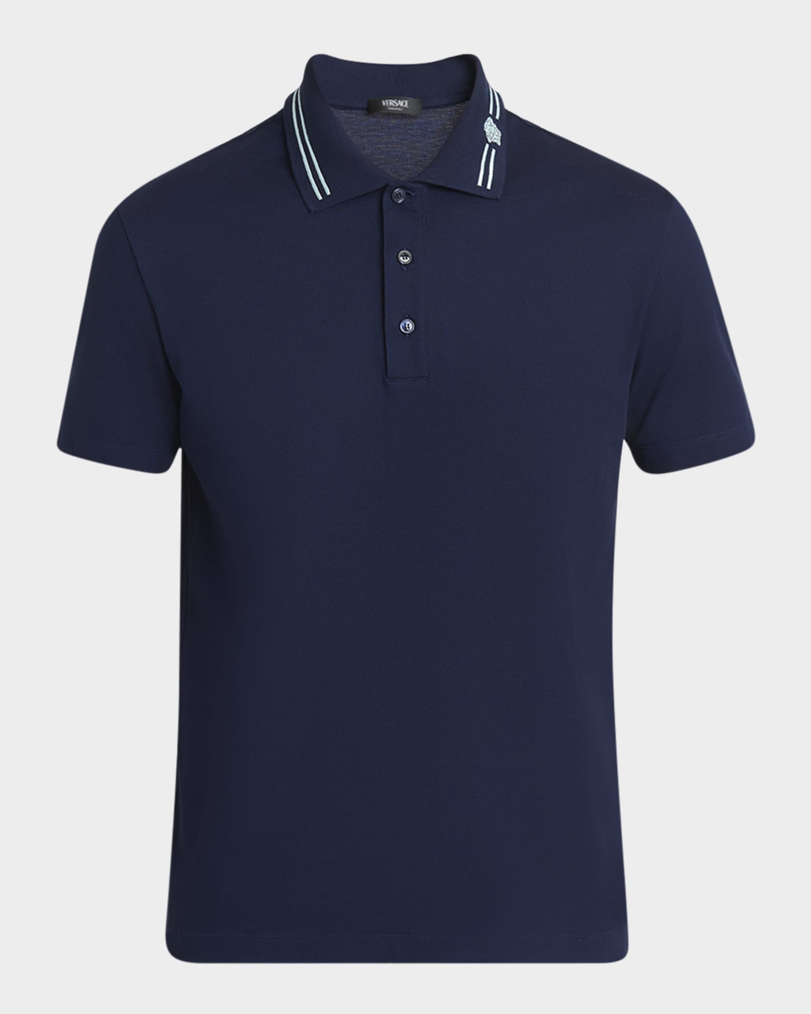 Men's Medusa-Collar Pique Polo Shirt 0