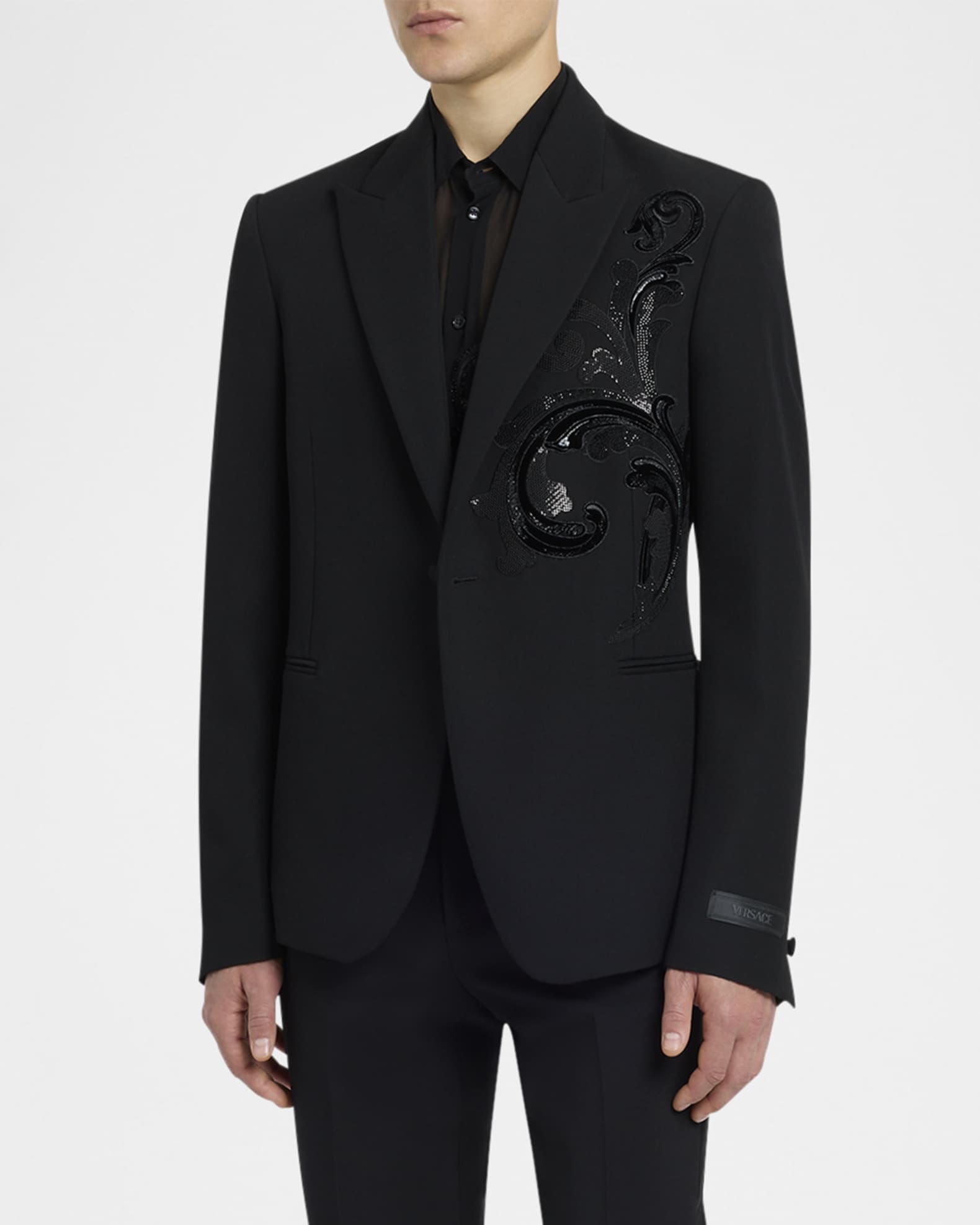 Men's Barocco Leaf Embroidered Dinner Jacket 1