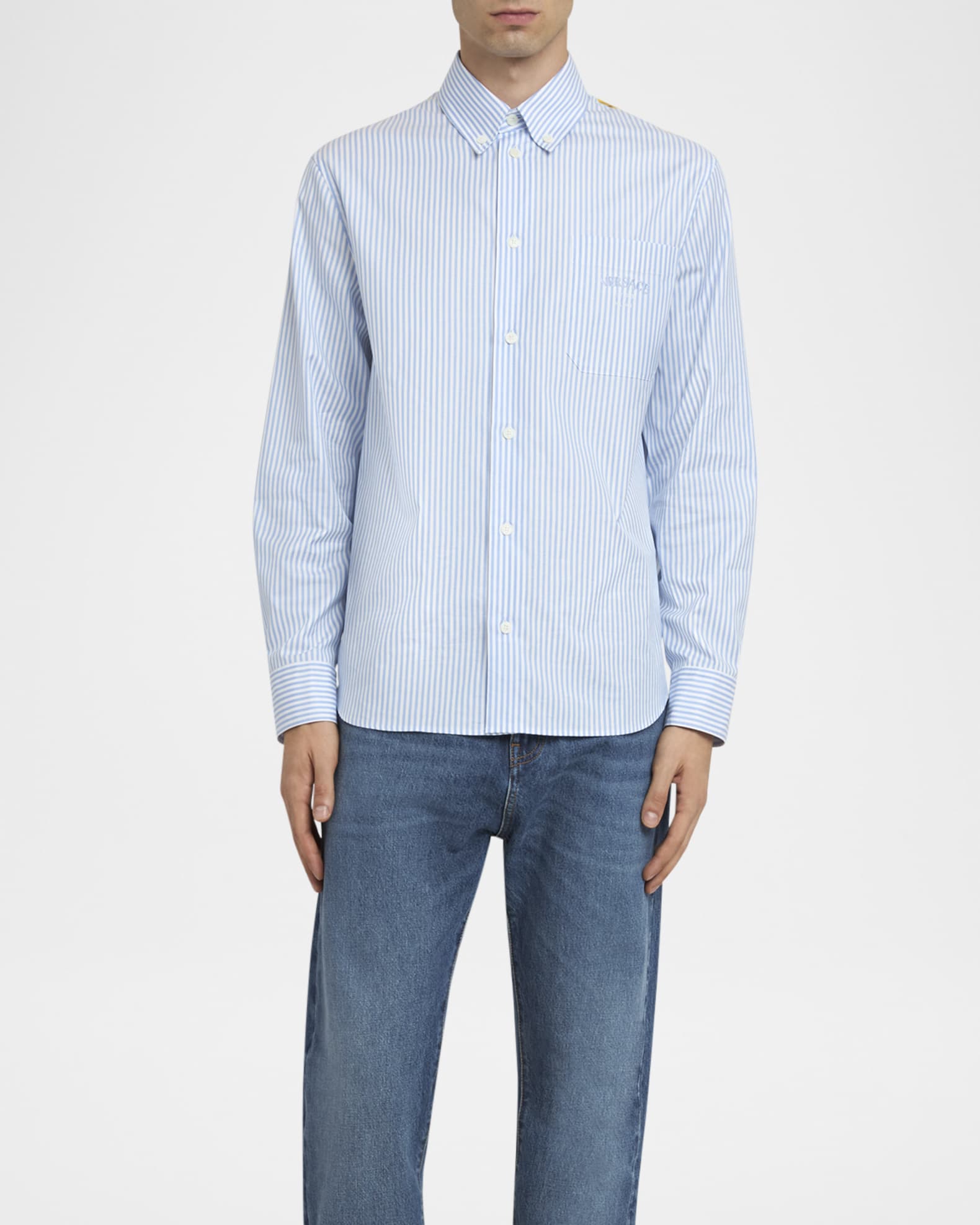 Men's Striped Poplin Sport Shirt 1