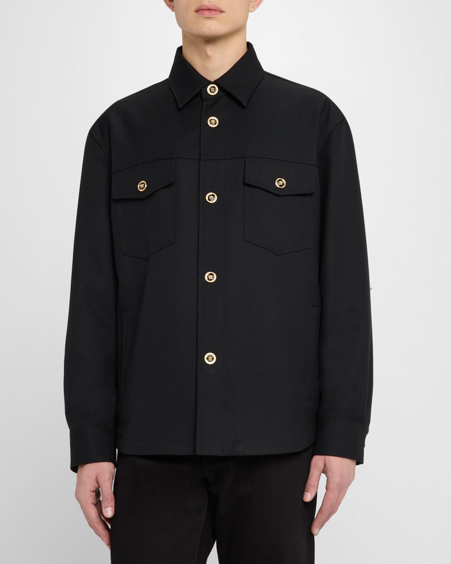 Versace Men's Medusa Wool Overshirt | Neiman Marcus