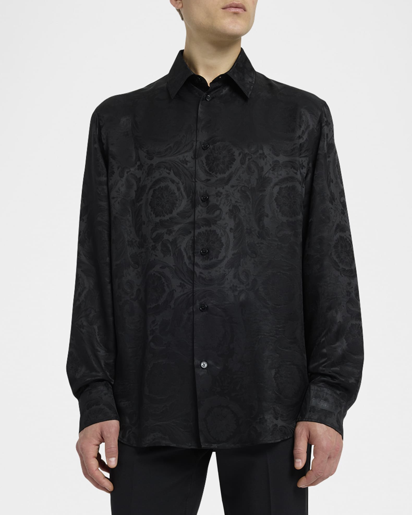 Versace【関税送料込＆SALE価格】Barocco シルクシャツ Barocco Silk Shirt Black,Print | VERSACE