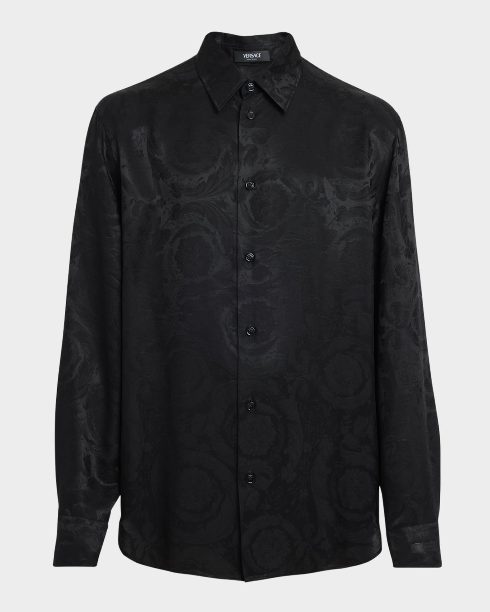 Versace Men s Barocco Jacquard Dress Shirt Black Men s 43R Shirts Tops Formal Evening Dress Shirts