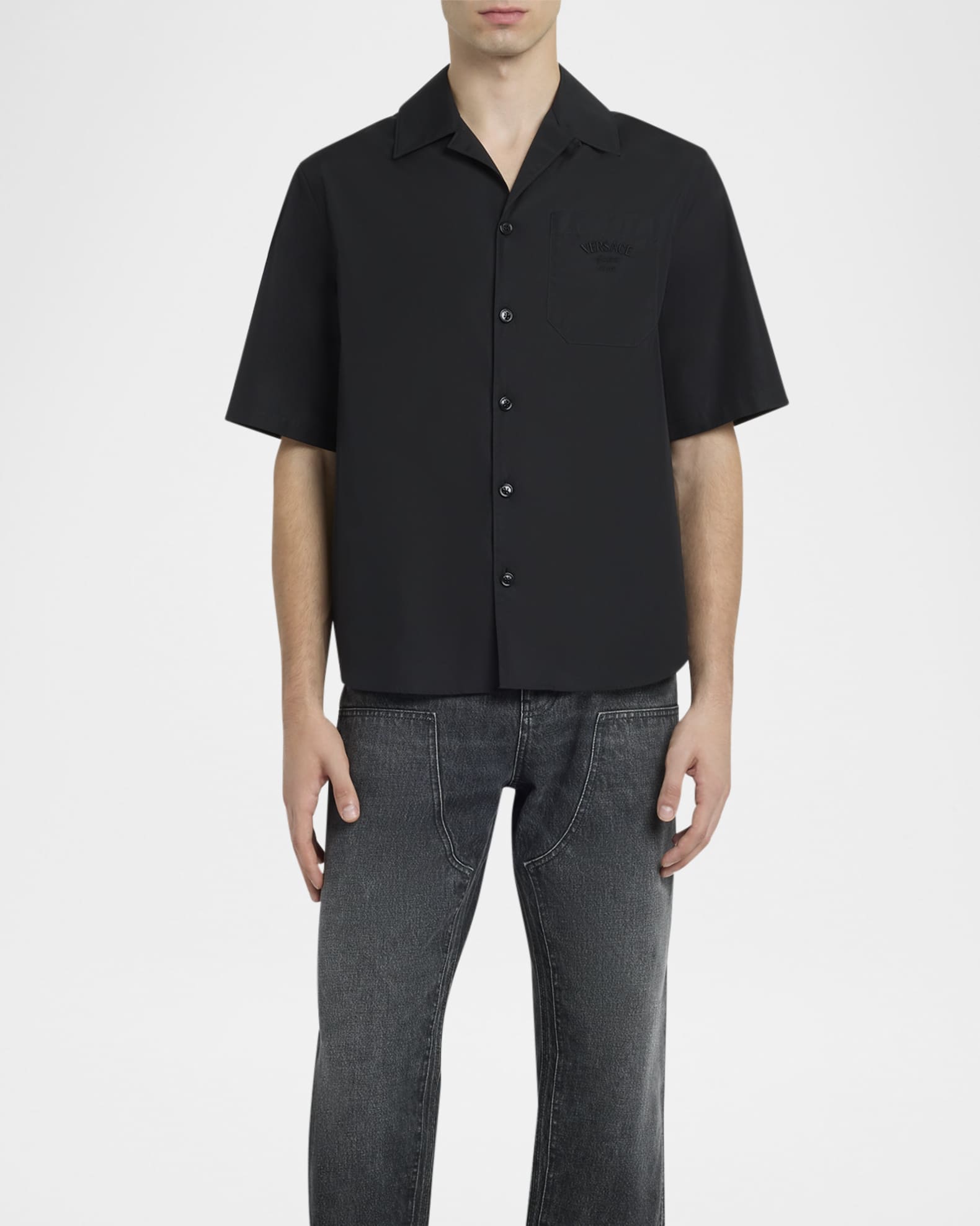 Men's Medusa Chains Poplin Camp Shirt 1