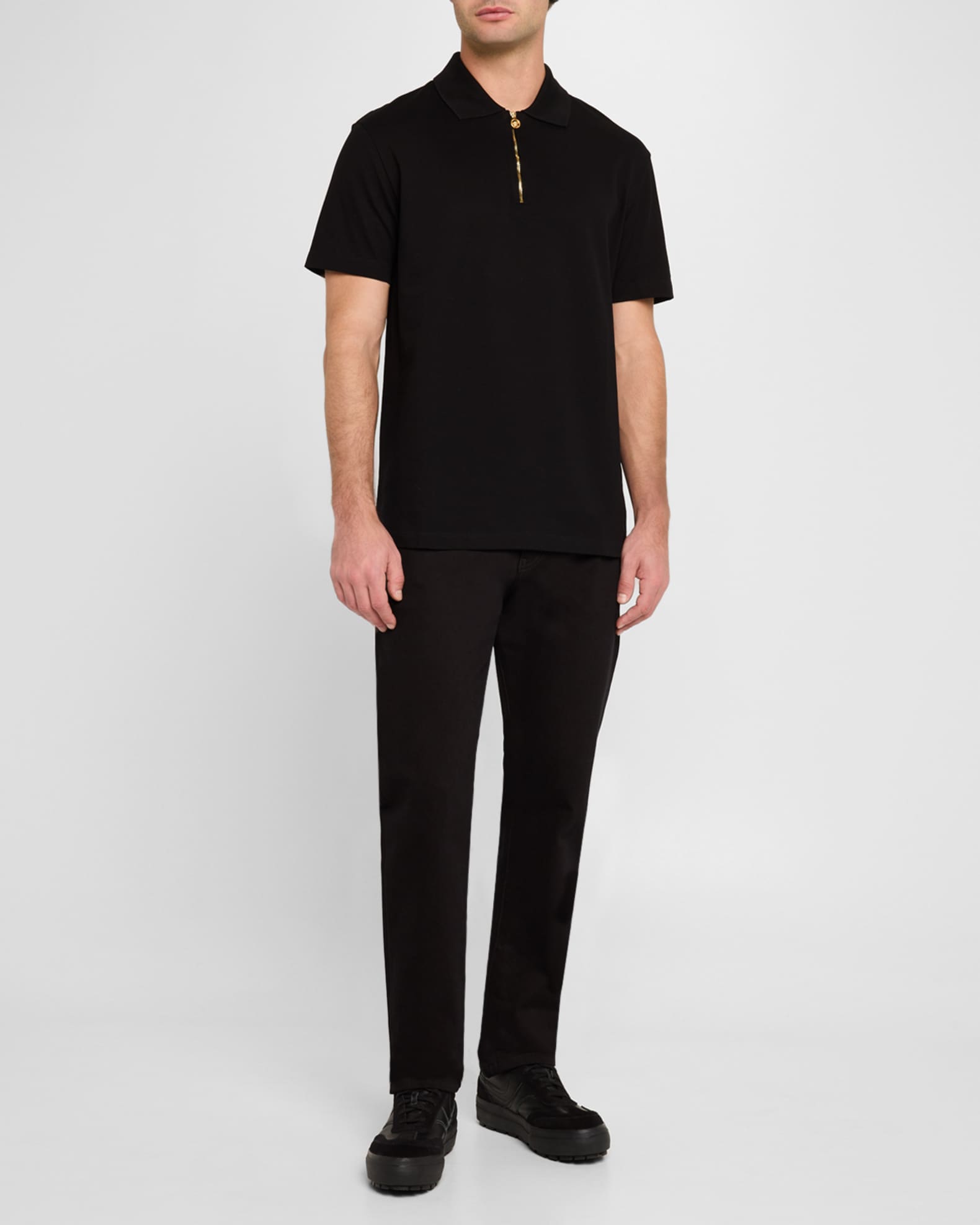 Versace Men's Medusa Zip Pique Polo Shirt | Neiman Marcus