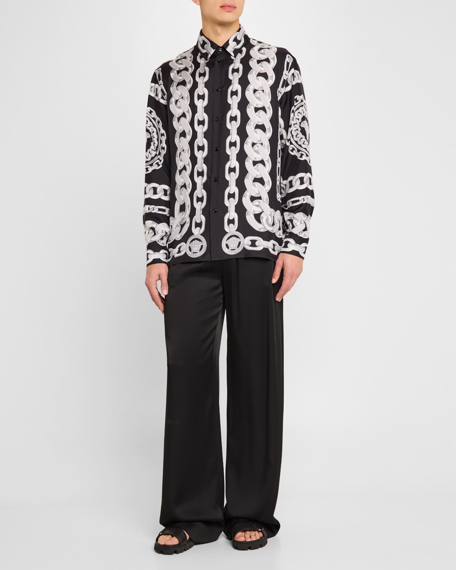 Men's Medusa Chains Twill Sport Shirt 1
